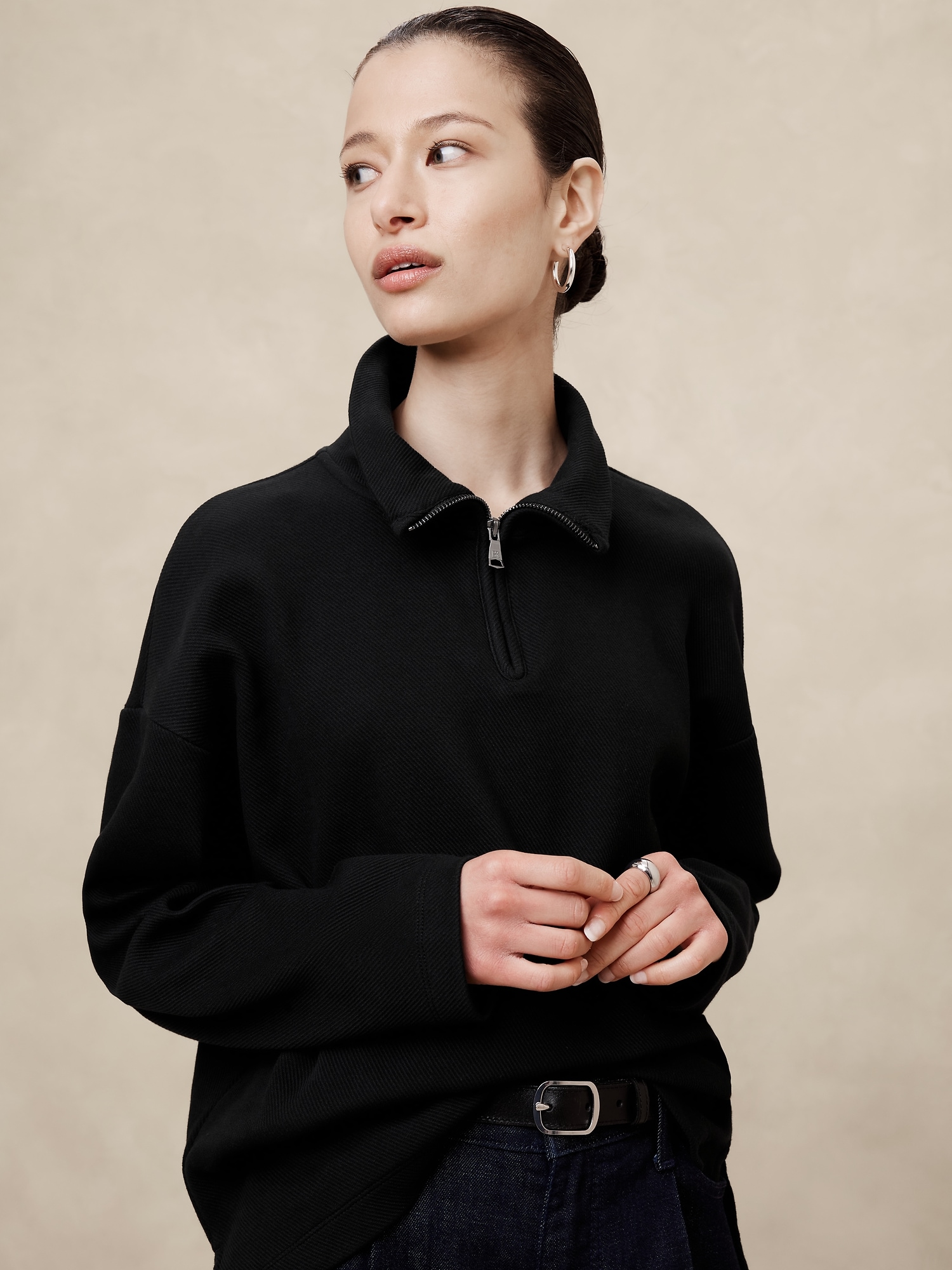 Double Twill Zip Sweatshirt