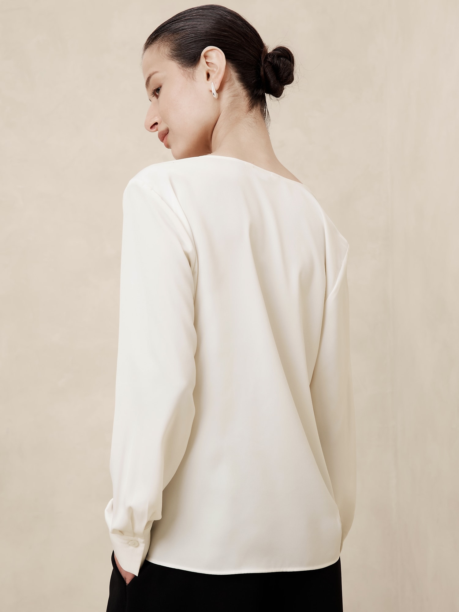 Shirred-Neck Blouse