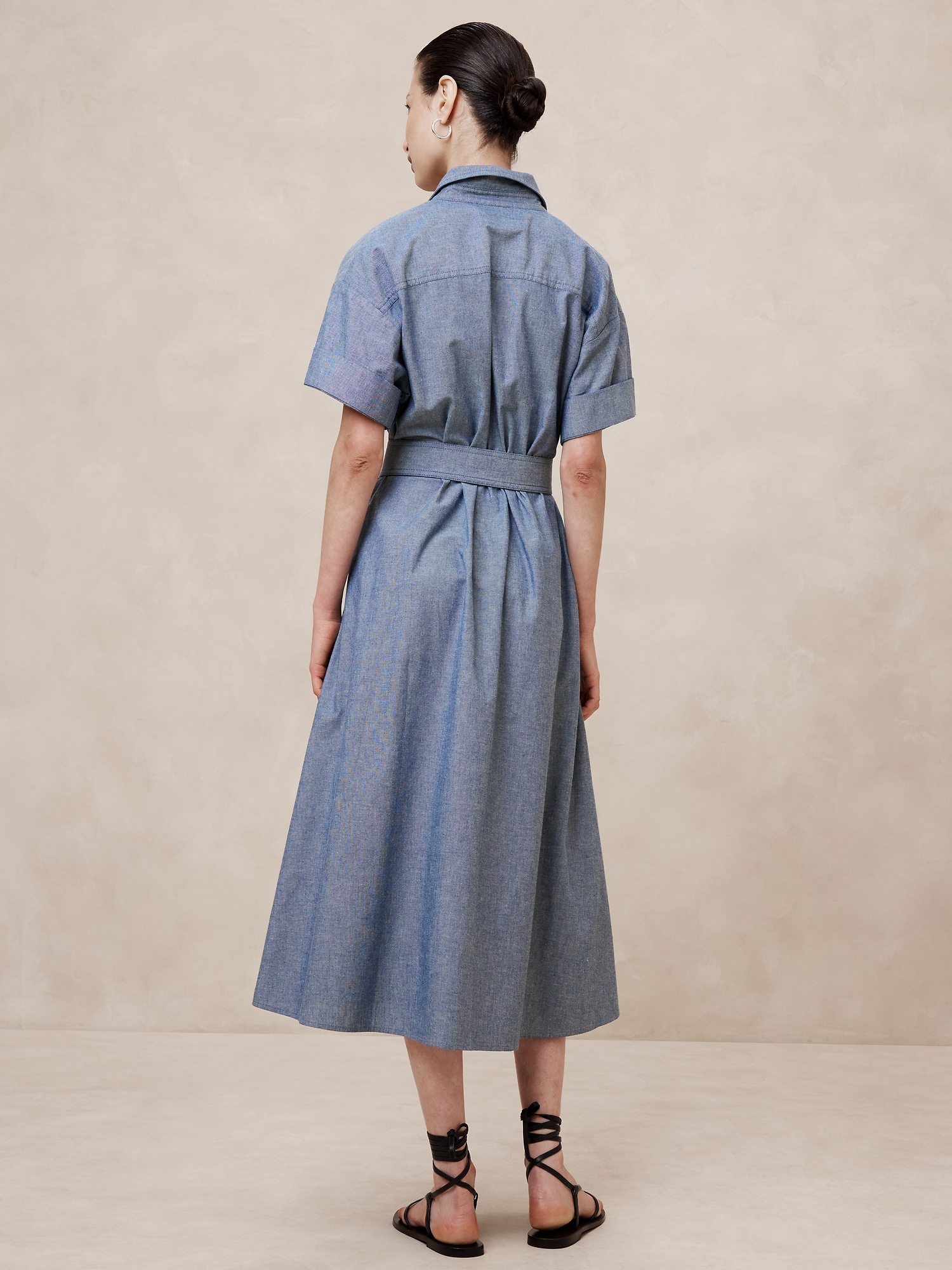 Chambray Midi Shift Shirtdress