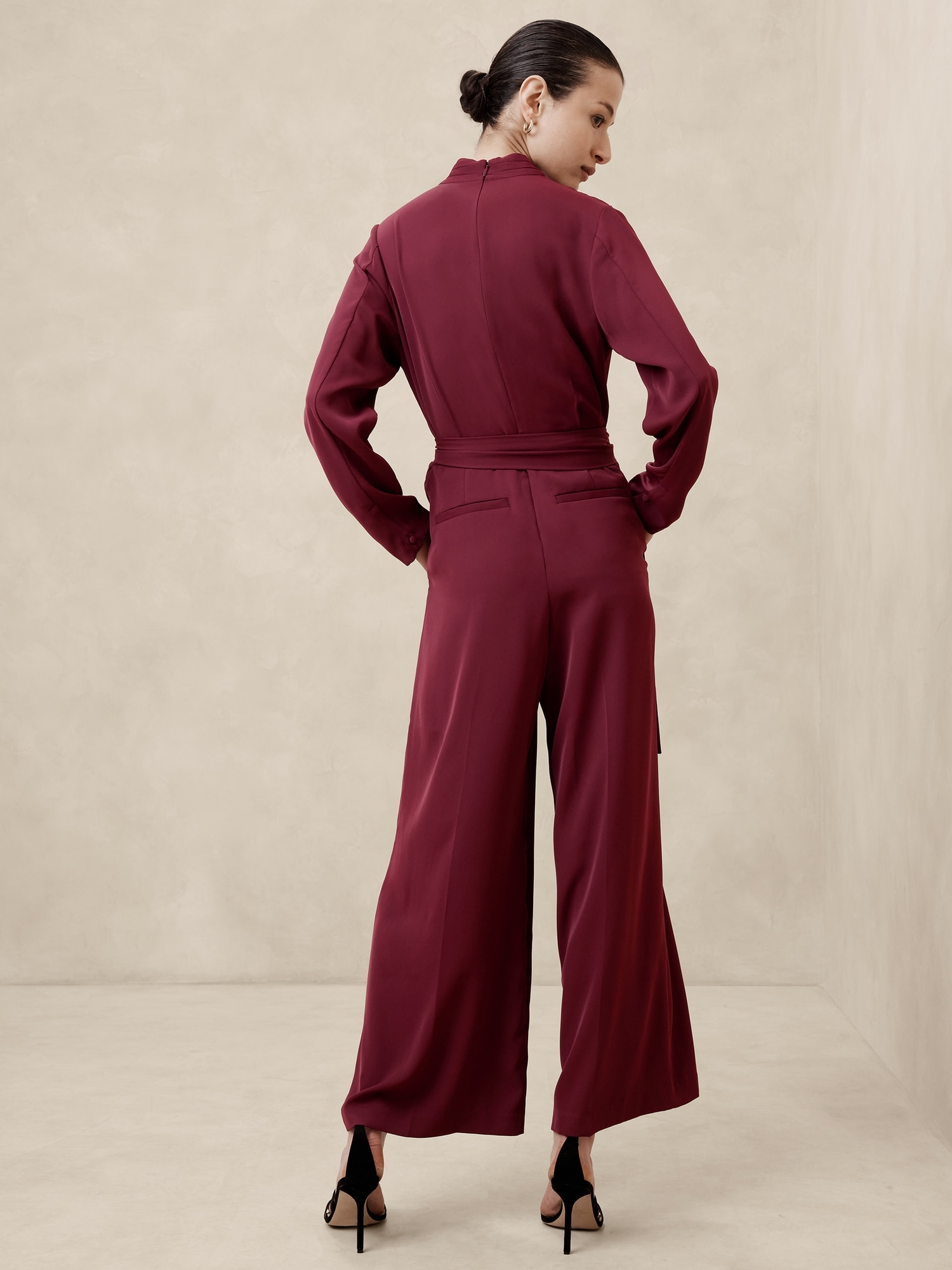 Crepe Deep V-Neck Jumpsuit