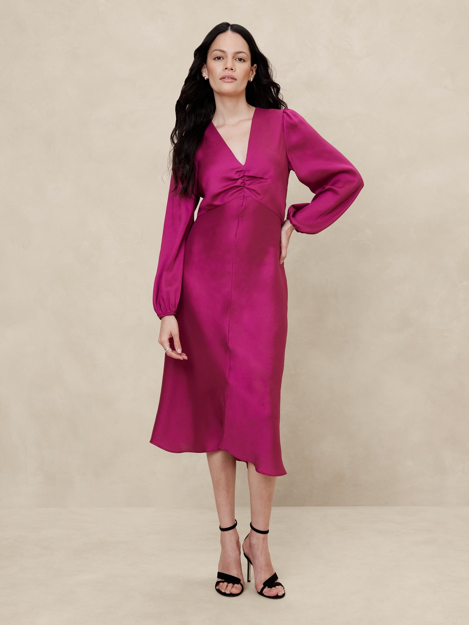 Silky Column Midi Dress