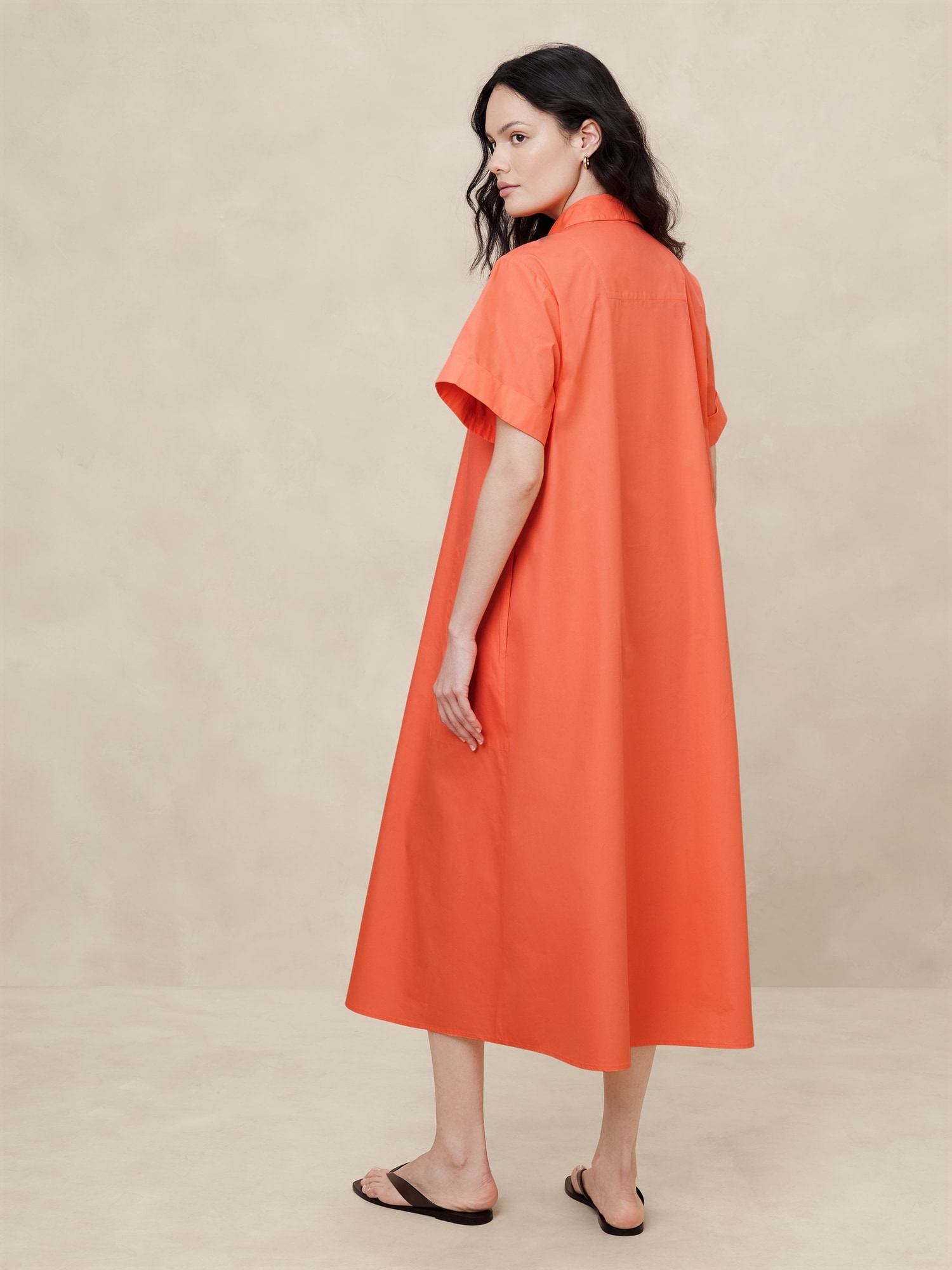 Tab Poplin Midi Dress