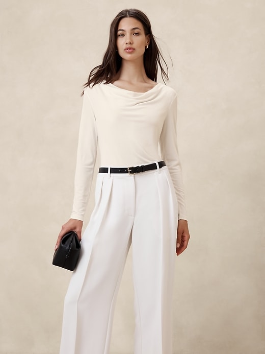 1 of 8 showing, with the color Snow Day of product Cowl-Neck Crepe Top