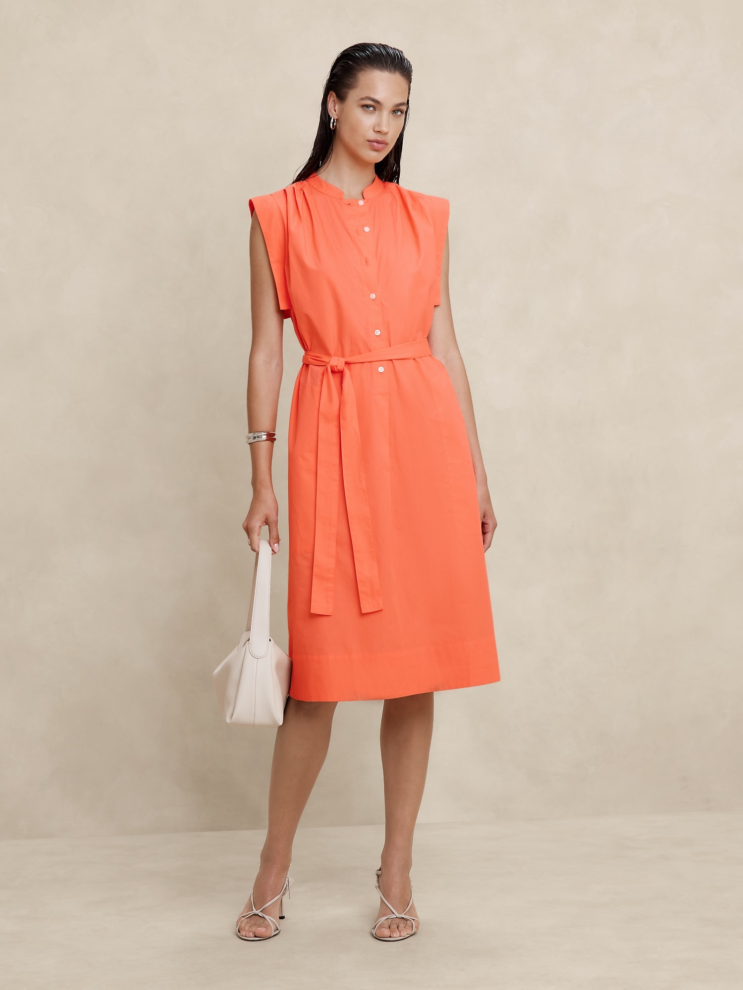 Poplin Midi Shift Shirtdress