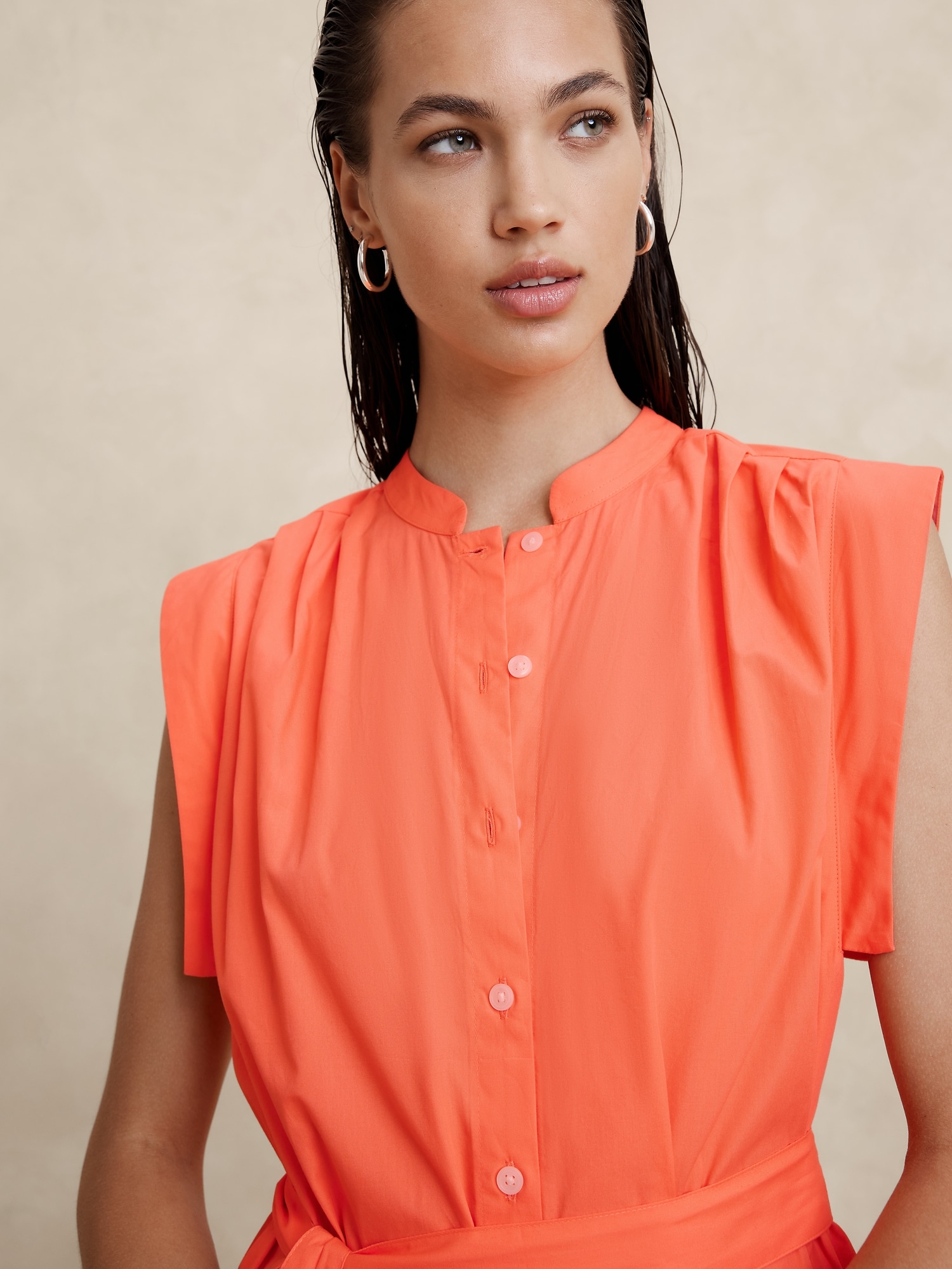 Poplin Midi Shift Shirtdress