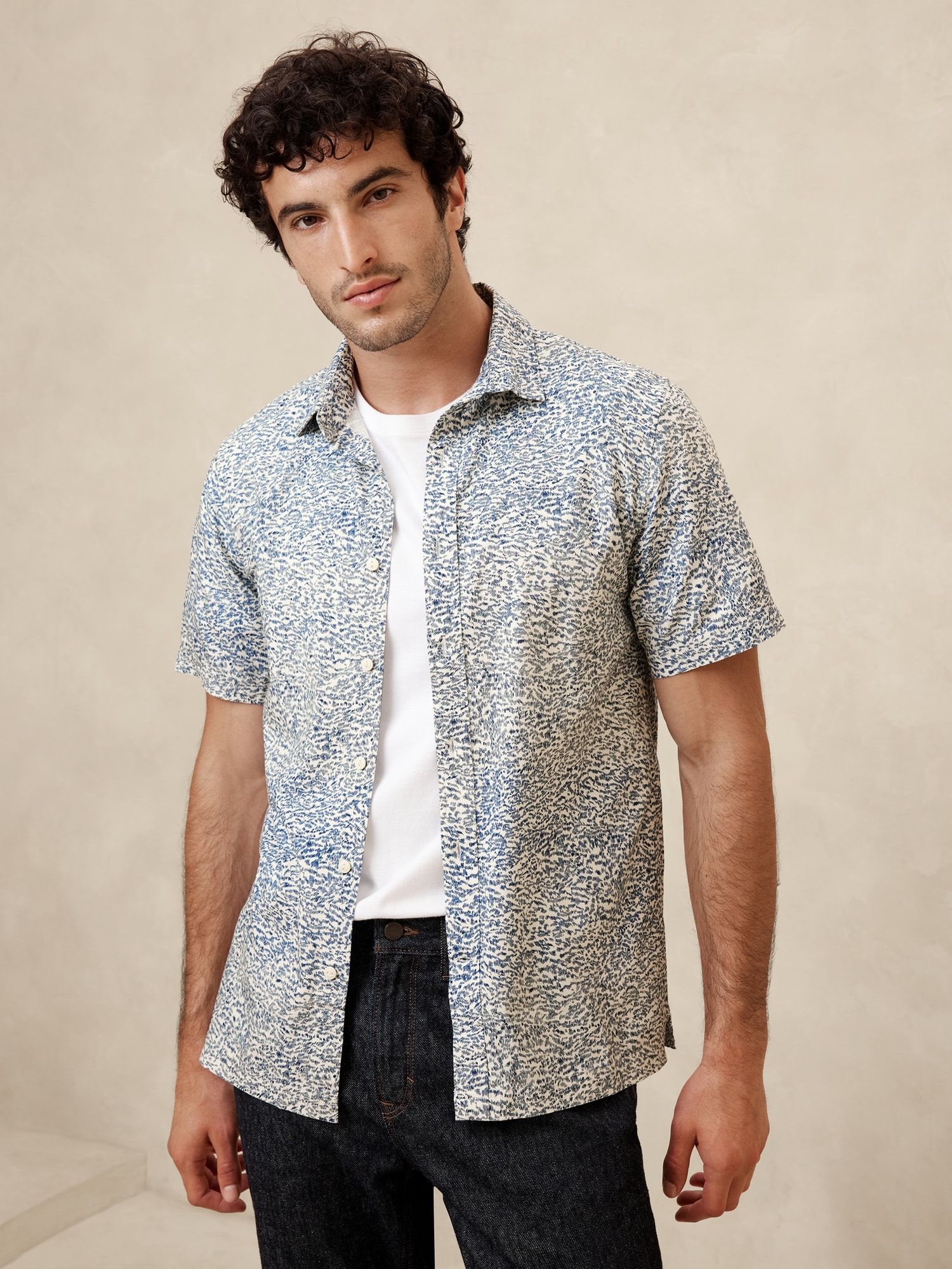 Slim Coastal Print Shirt