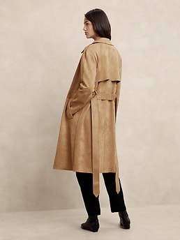 Vegan Suede Trench Coat Banana Republic Factory