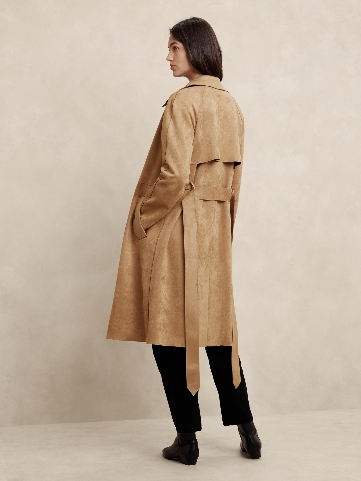 Vegan Suede Trench Coat