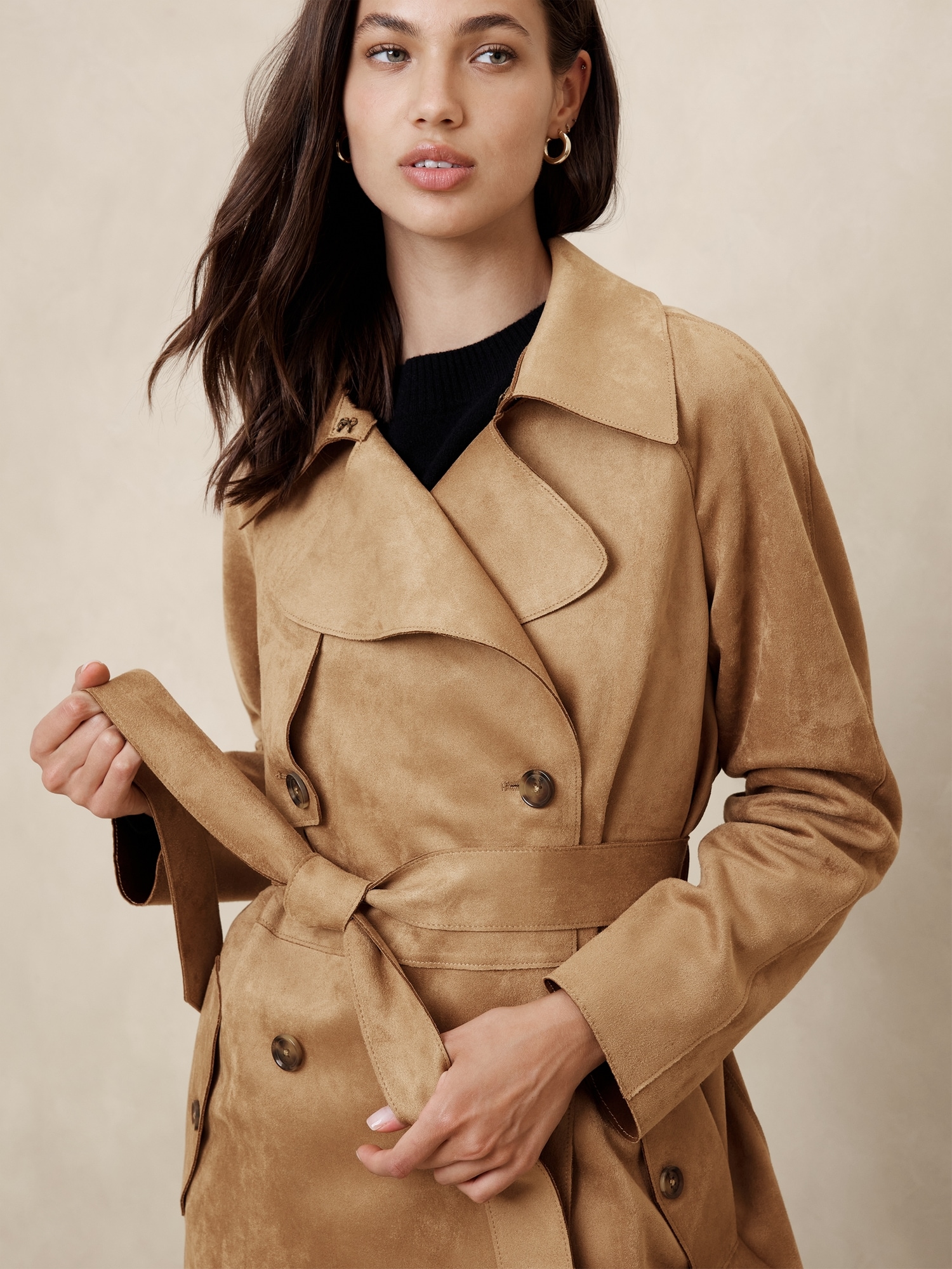 Vegan Suede Trench Coat