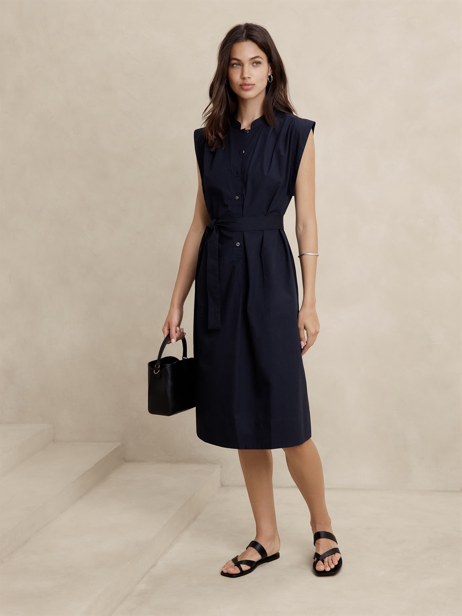 Poplin Midi Shift Shirtdress