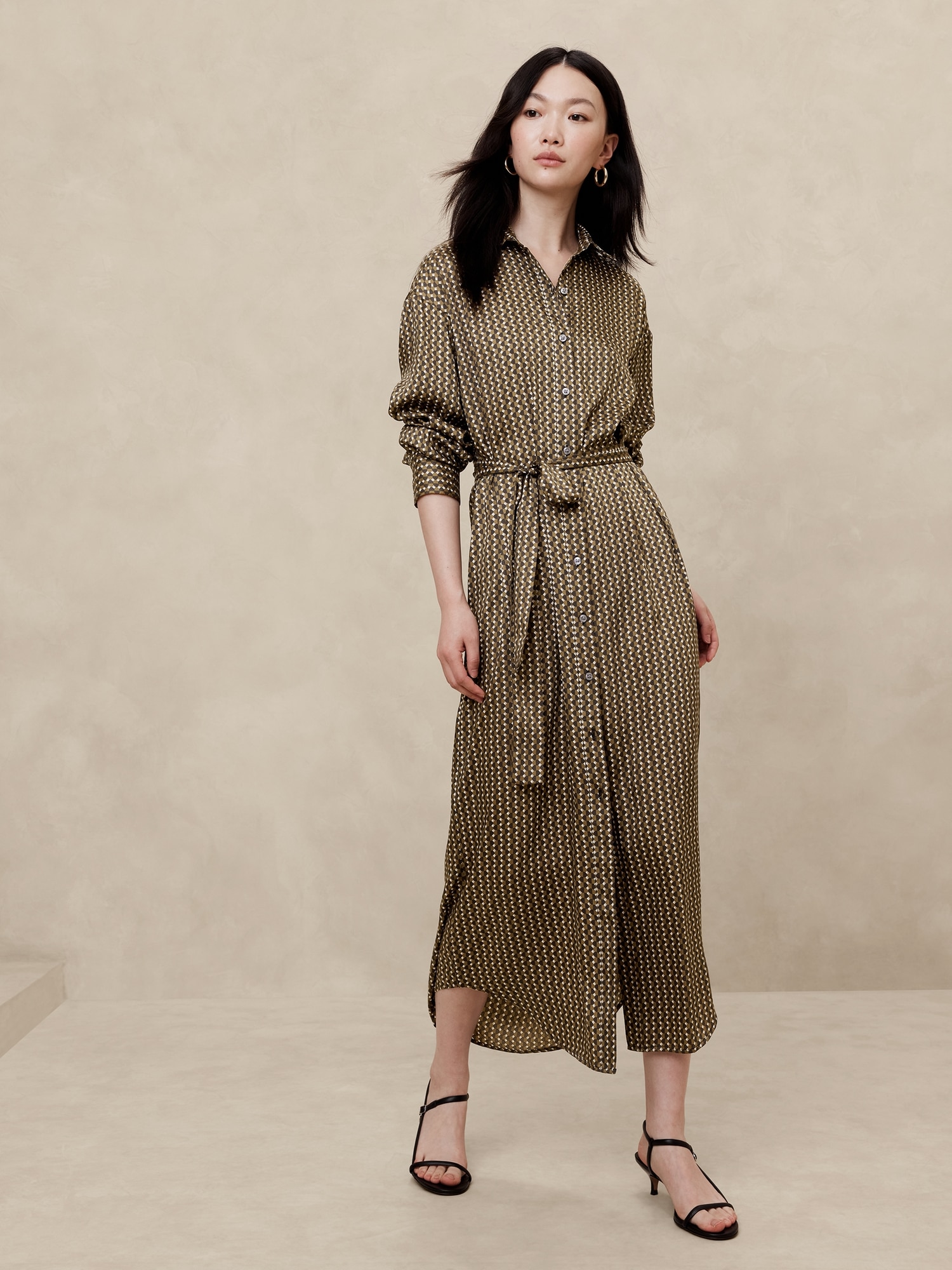 Tie-Waist Maxi Shirtdress