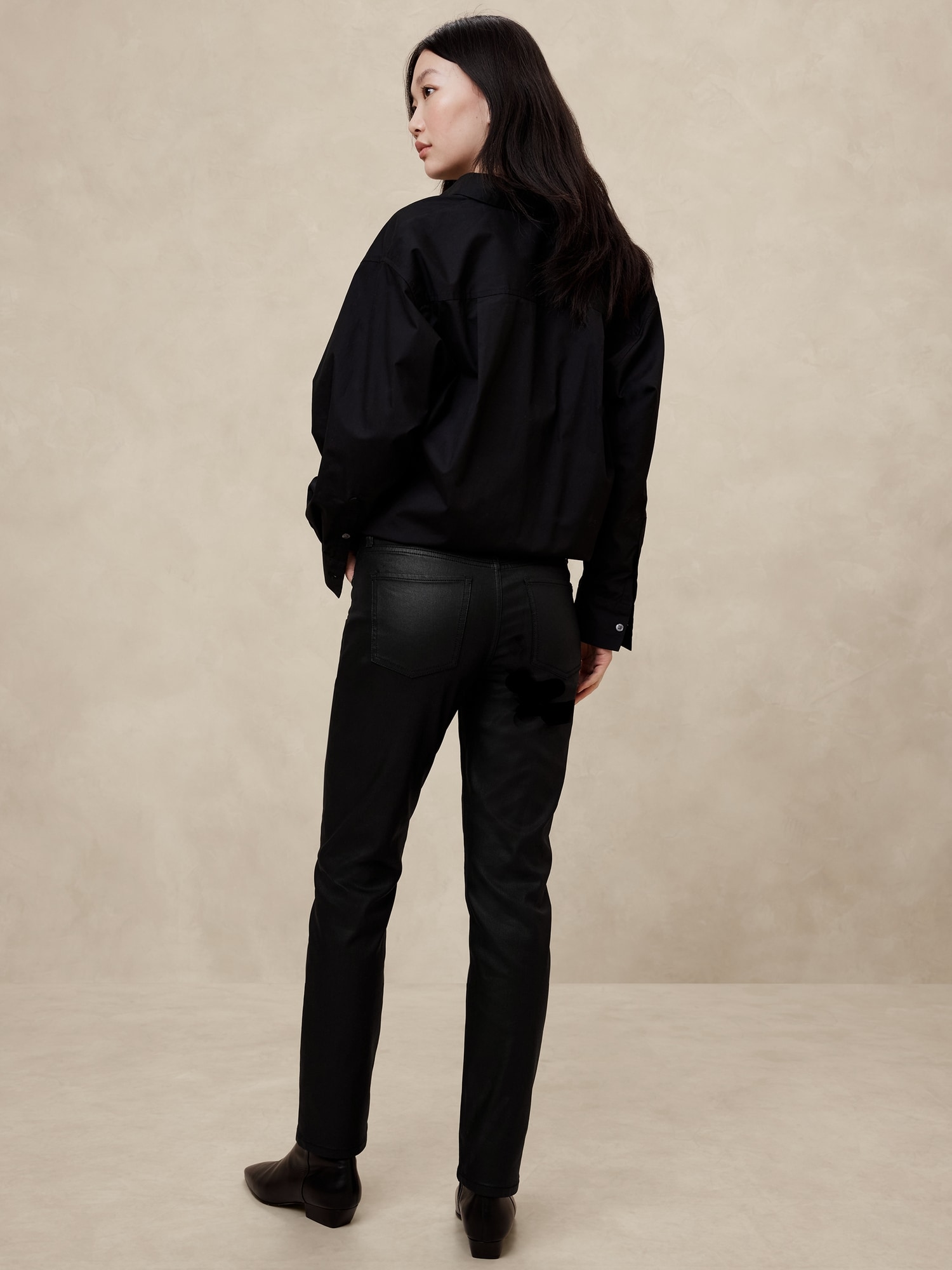 Slim Mid-Rise Coated Jean