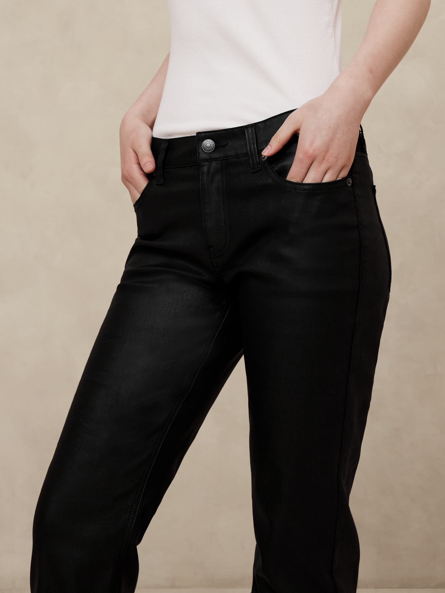 Slim Mid-Rise Coated Jean