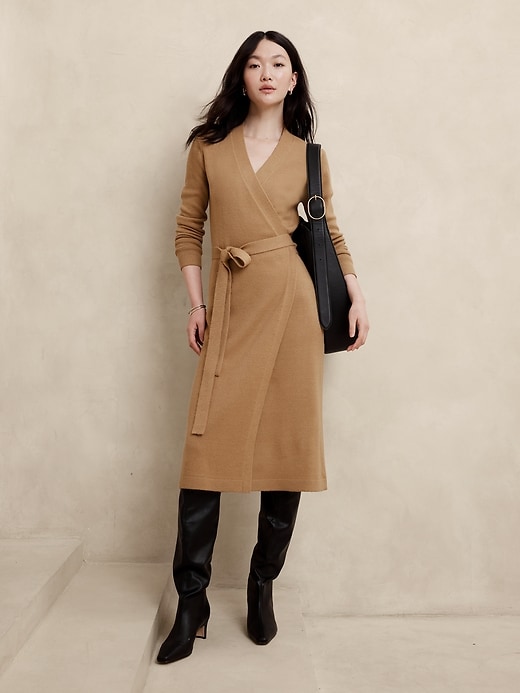 Wrap Midi Sweater Dress | Banana Republic Factory