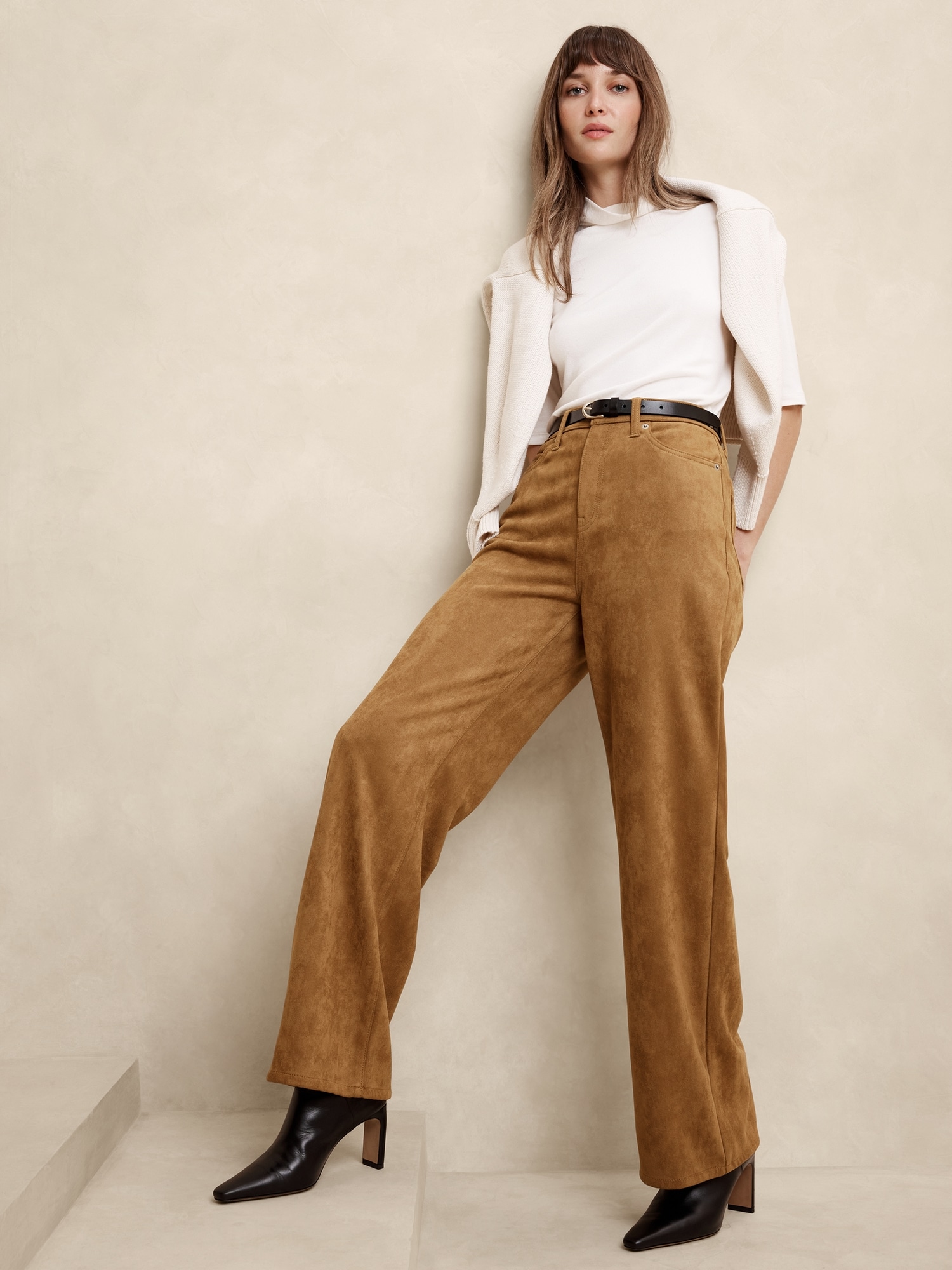 Ultra High-Rise Wide-Leg Vegan Suede Pant