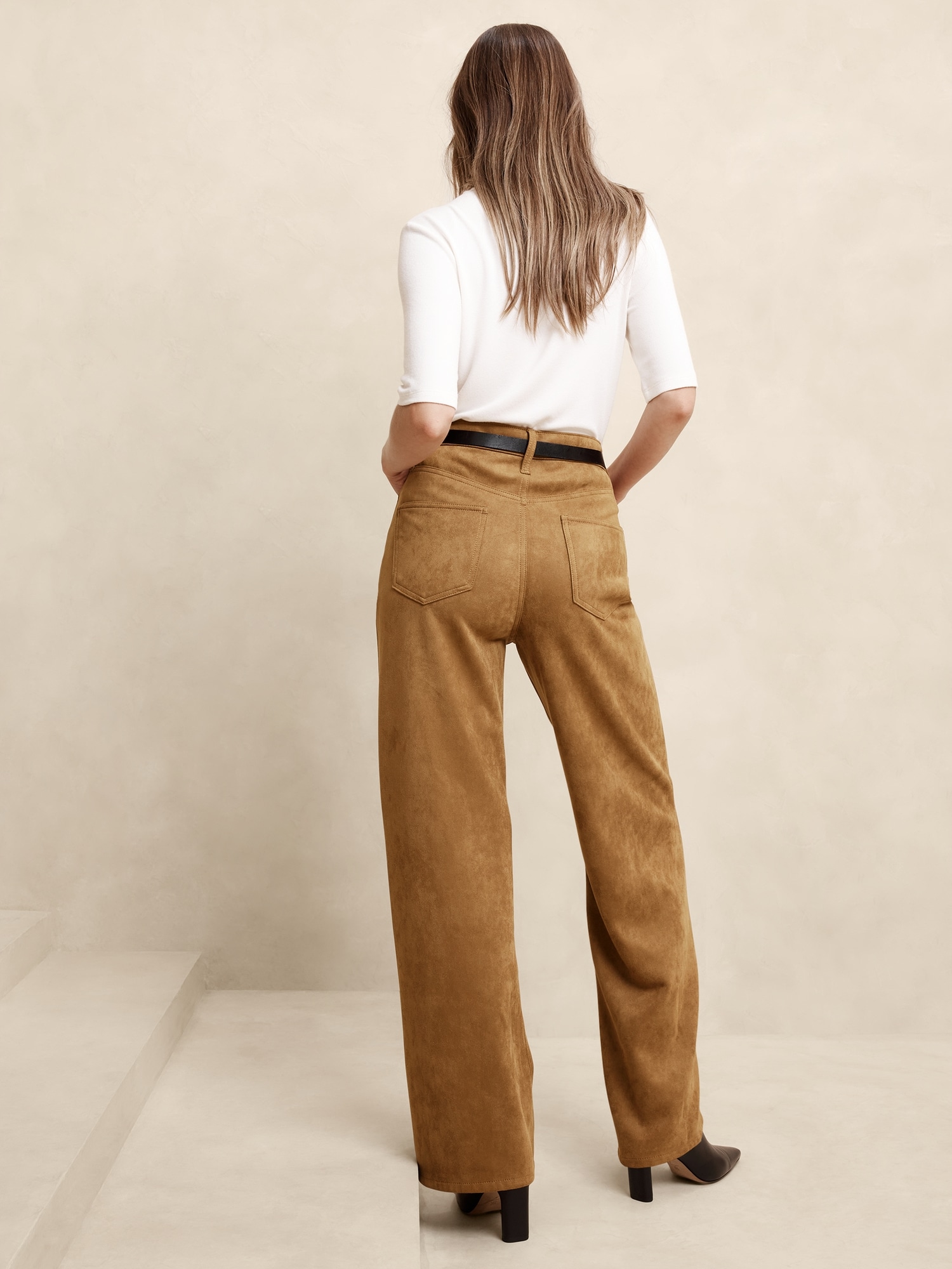 Ultra High-Rise Wide-Leg Vegan Suede Pant