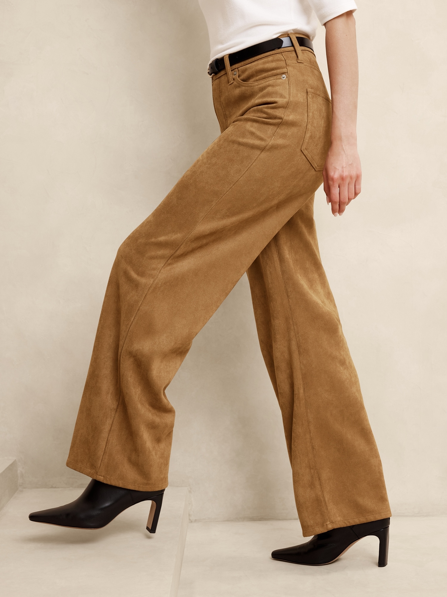 Ultra High-Rise Wide-Leg Vegan Suede Pant