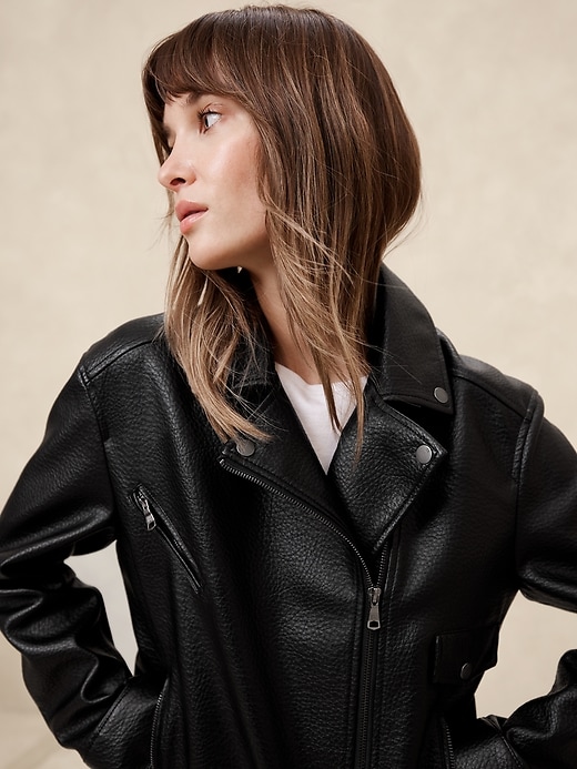 New store vegan leather moto jacket