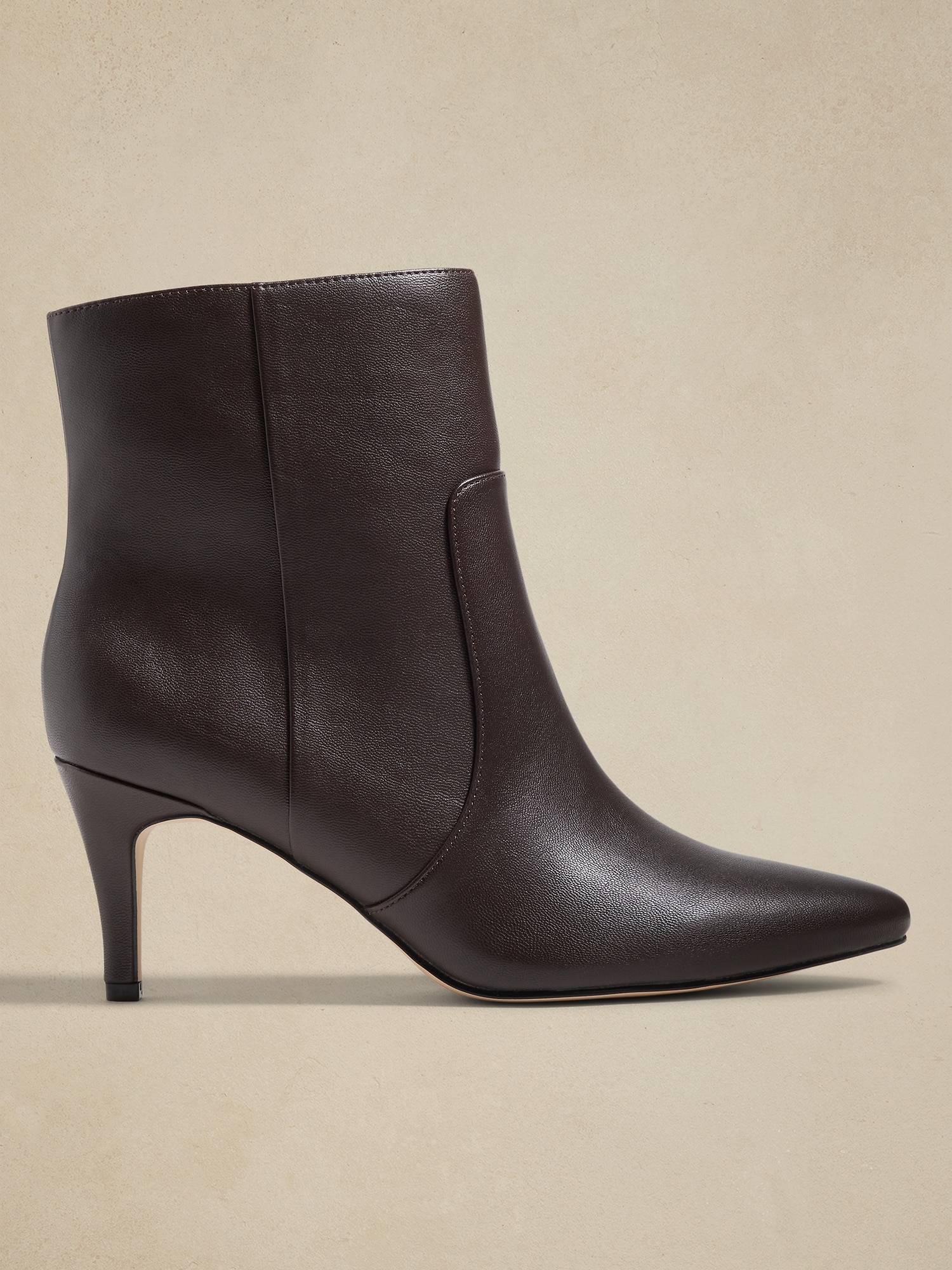 Vegan Leather Heeled Bootie - Brown