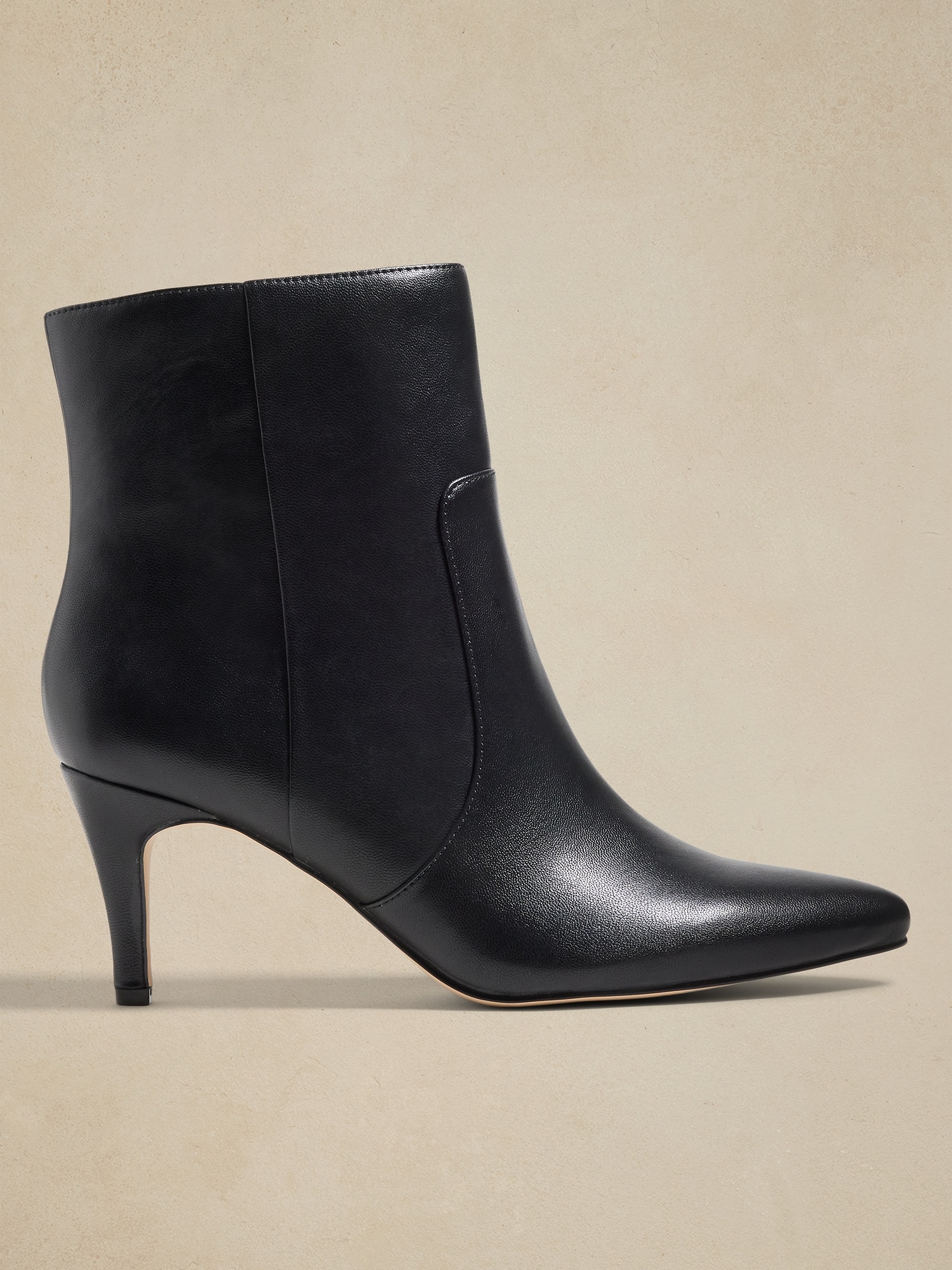 Vegan Leather Heeled Bootie - Black