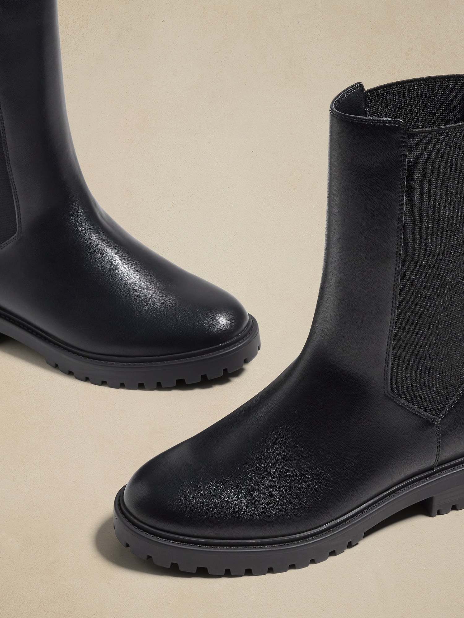 Vegan Leather Tall Shaft Chelsea Boot