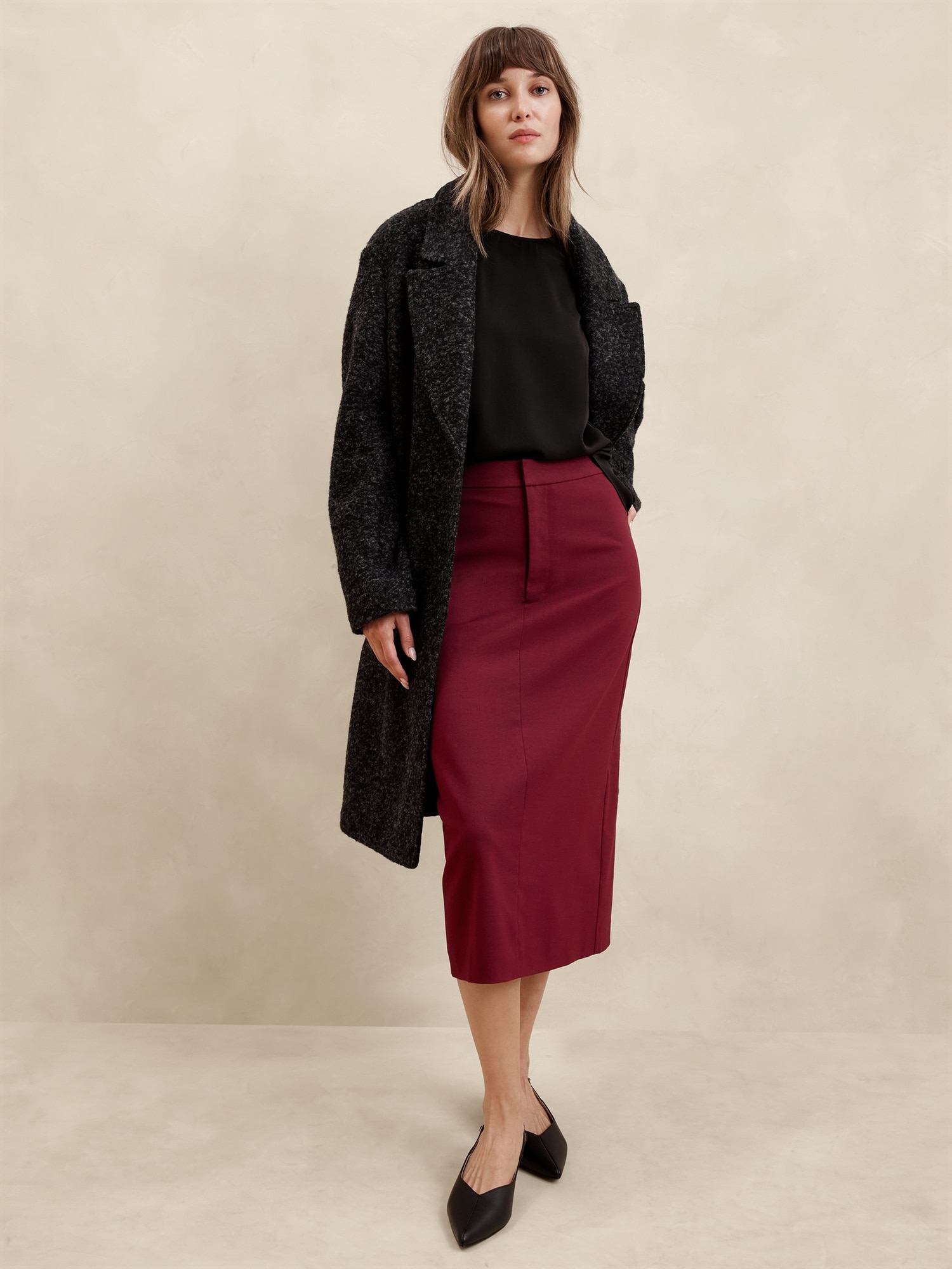 Stretch Twill Ryan Midi Pencil Skirt