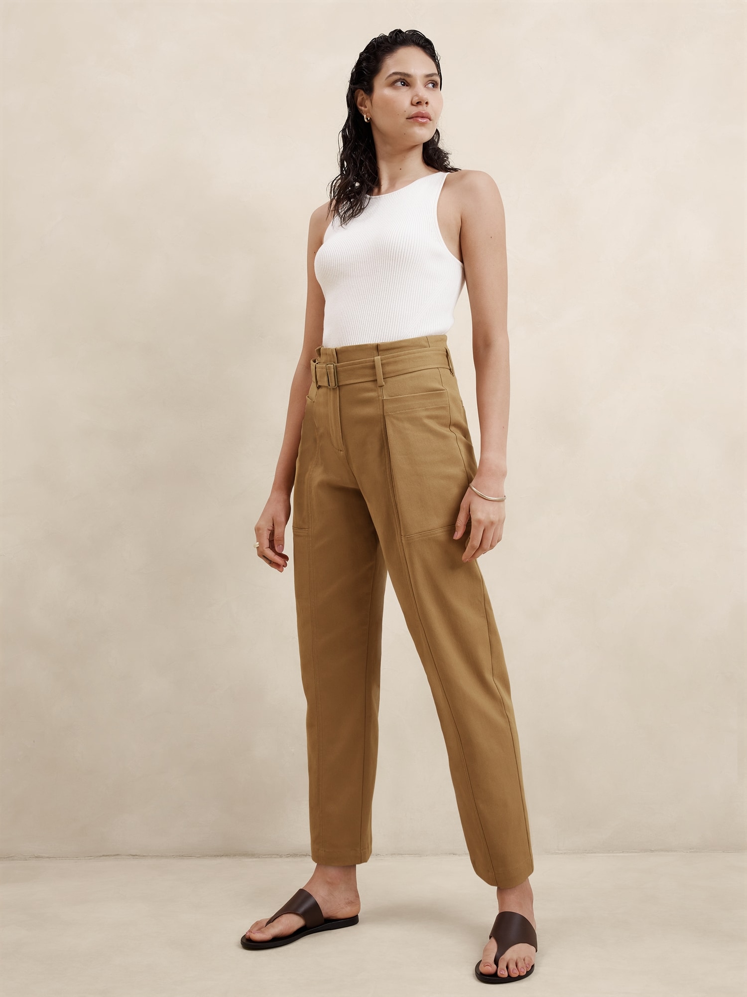 Twill Belted Tapered Pant