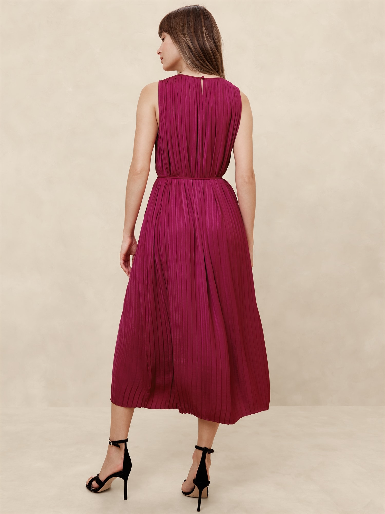 Crystal Pleated Midi Dress