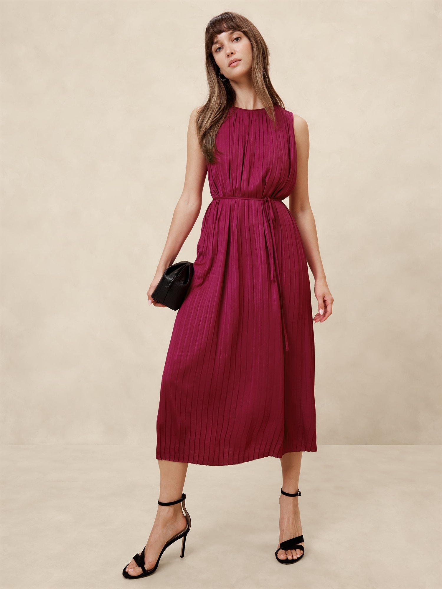 Crystal Pleated Midi Dress