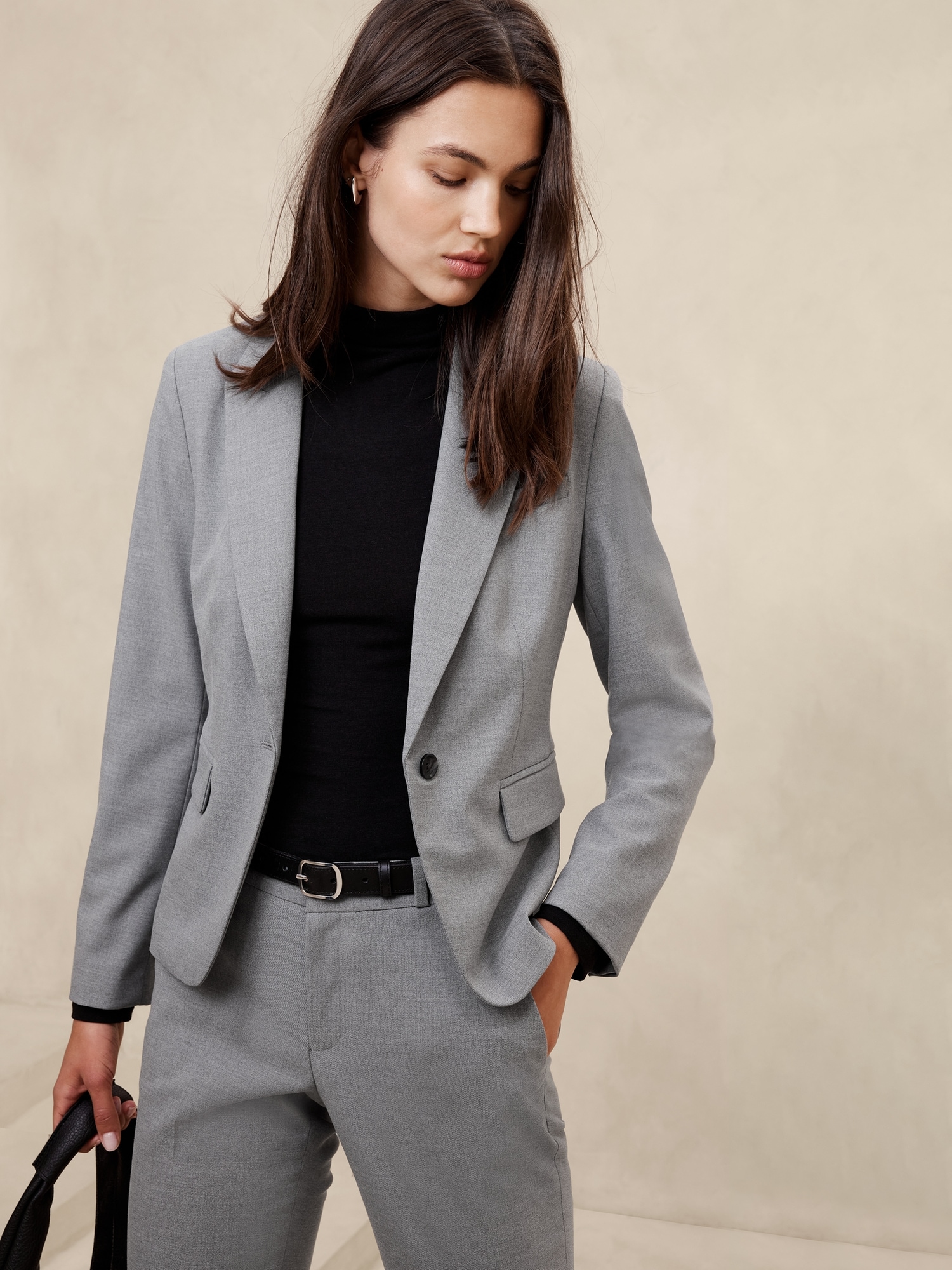 Stretch Twill Classic Blazer - Gray