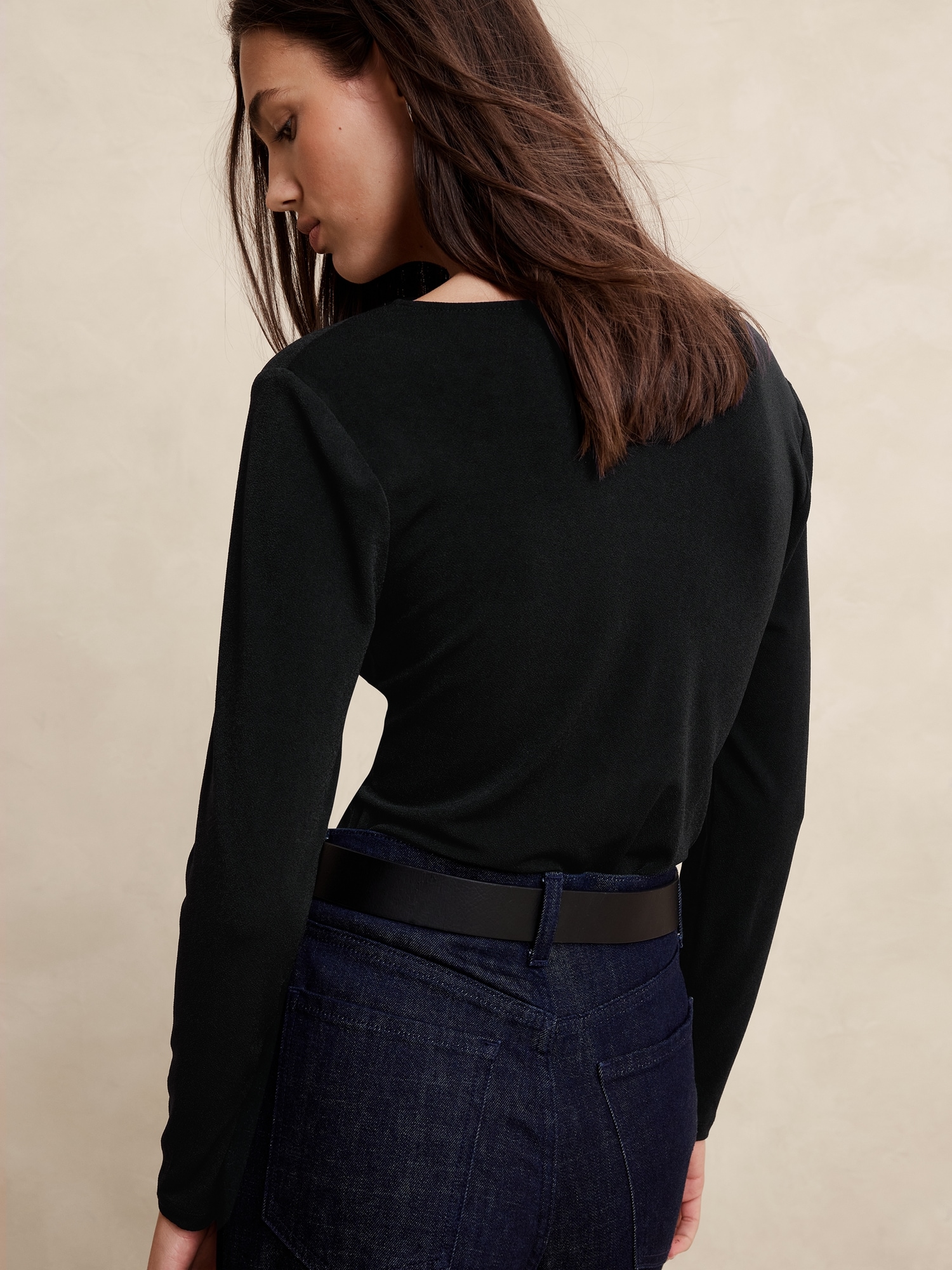 Cowl-Neck Crepe Top