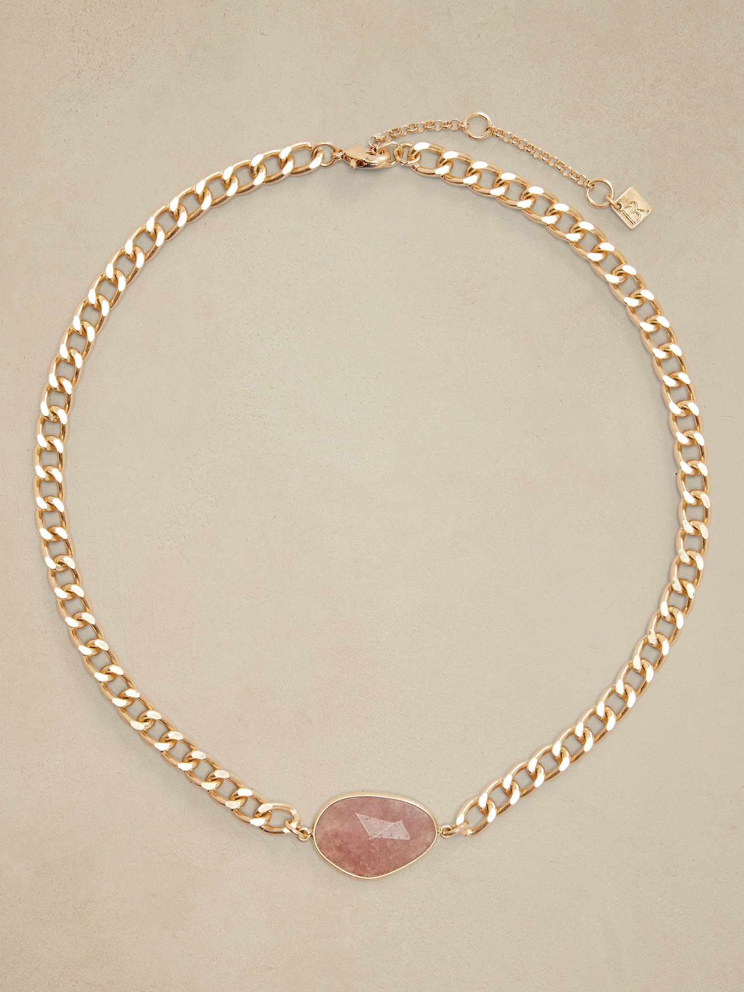 Stone Chain Necklace - Pink