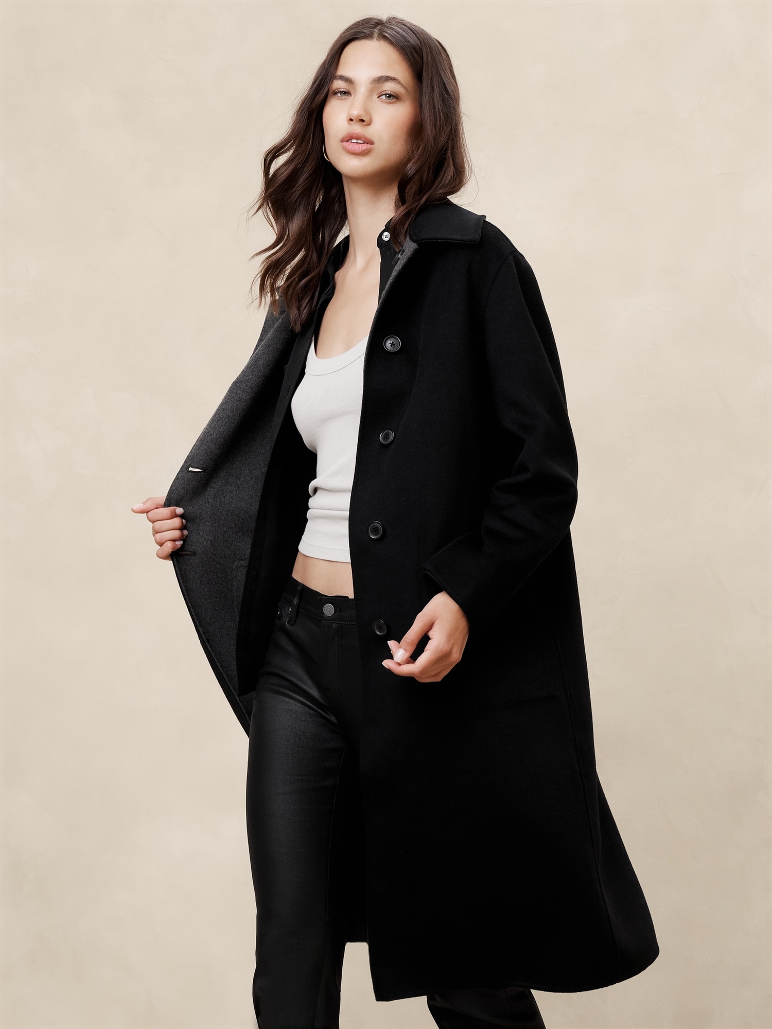 Reversible Double Face Wool-Blend Coat