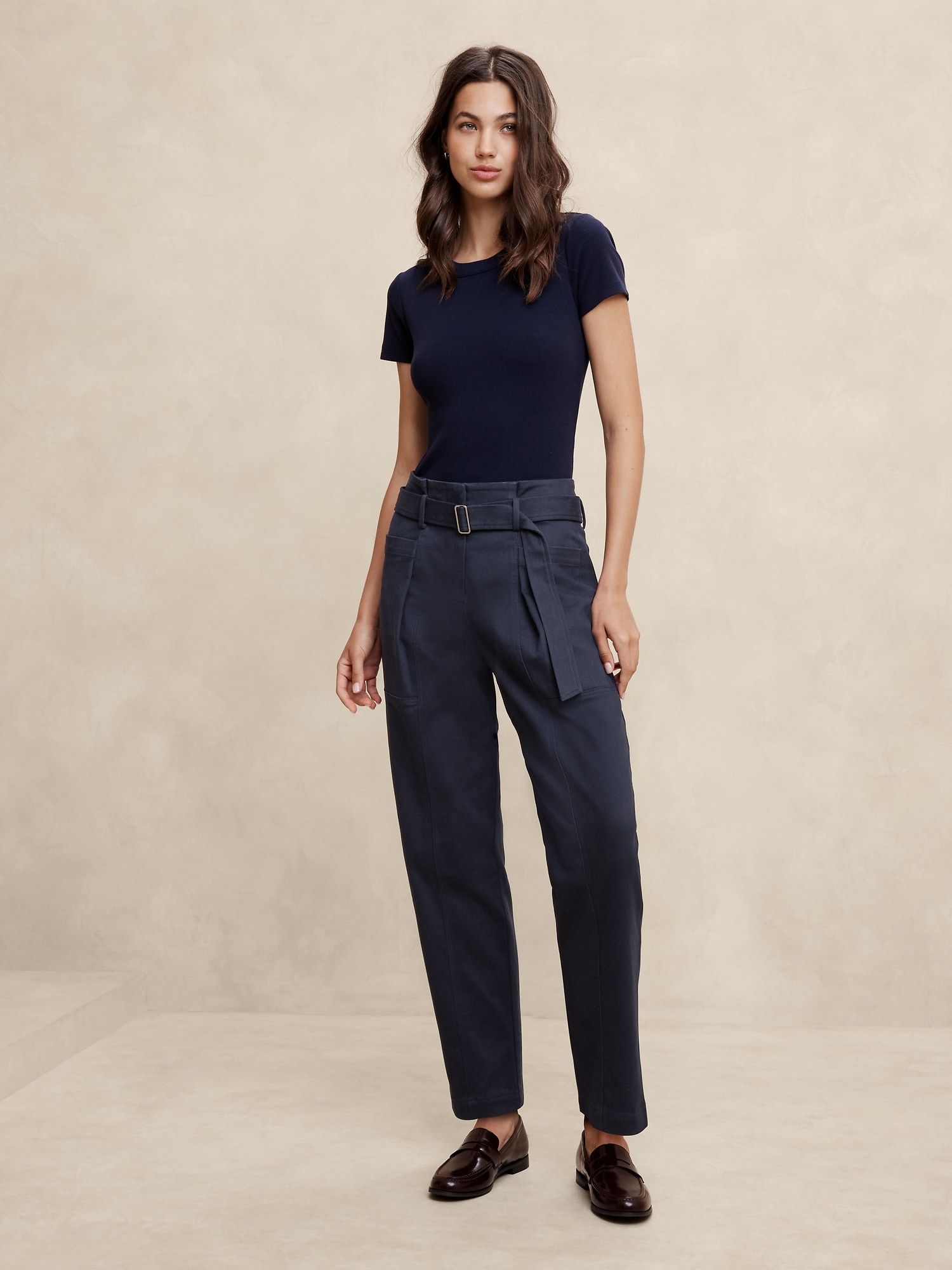Twill Belted Tapered Pant