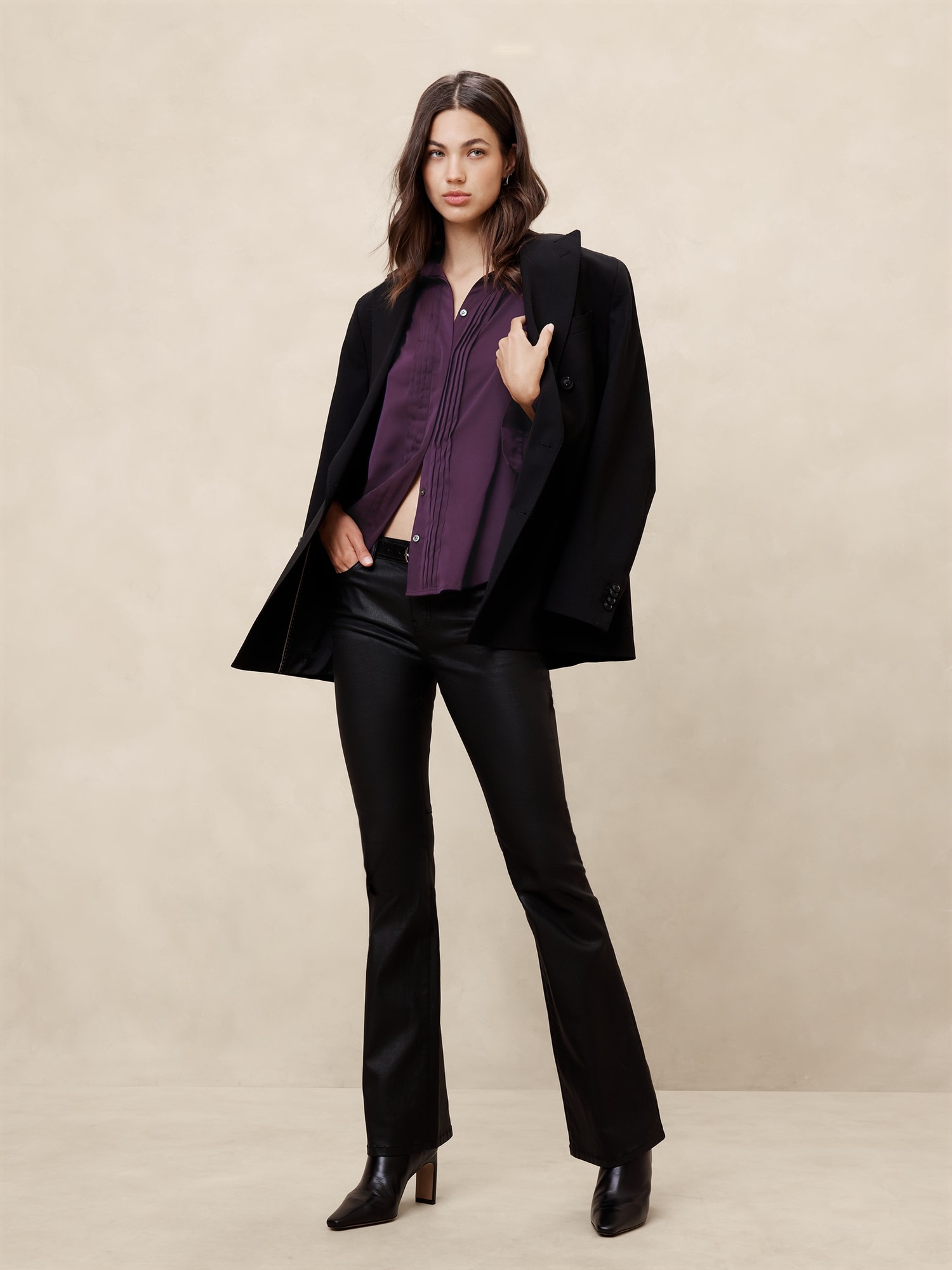 Tuxedo-Front Blouse