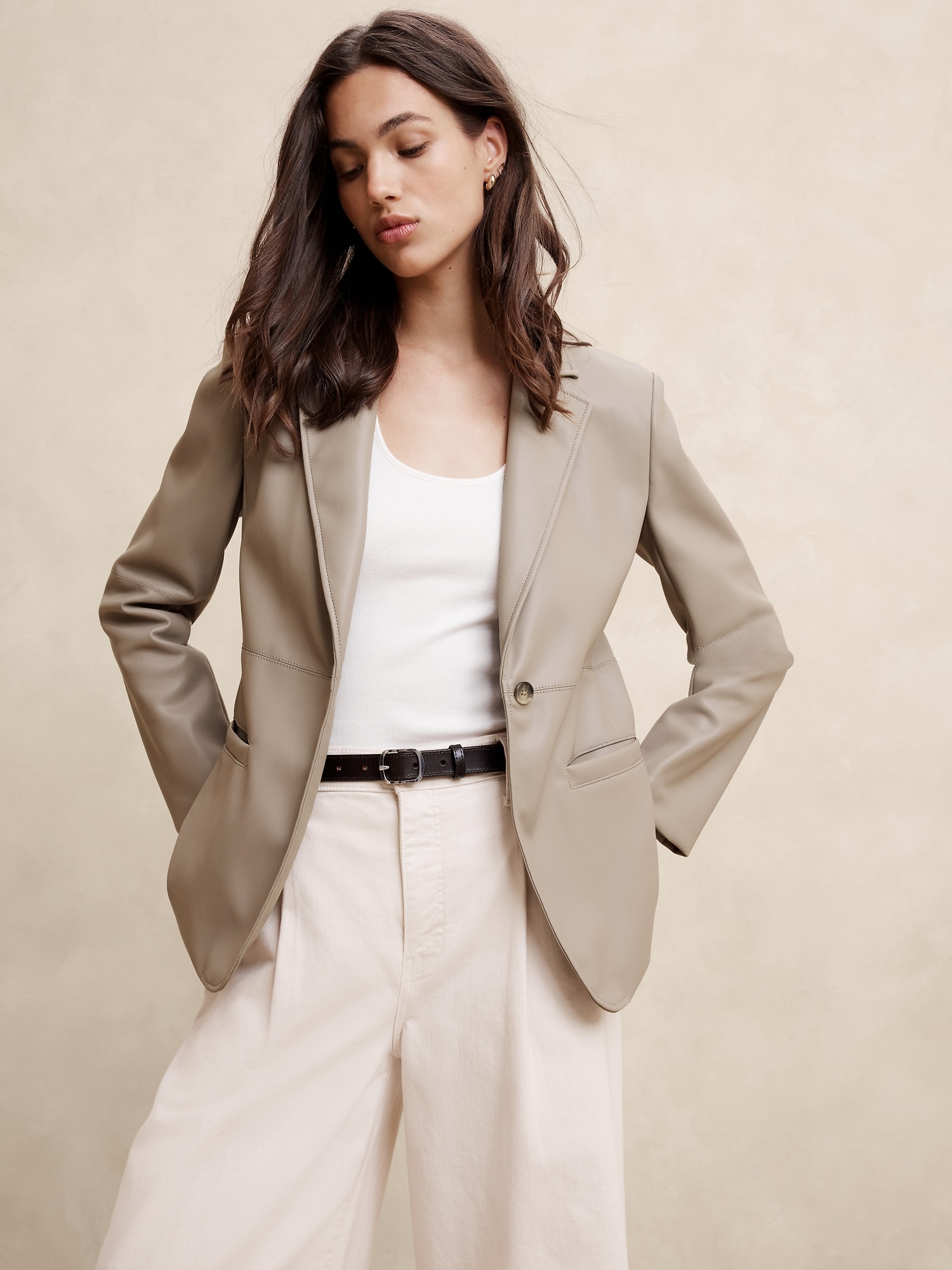 Vegan Leather Blazer