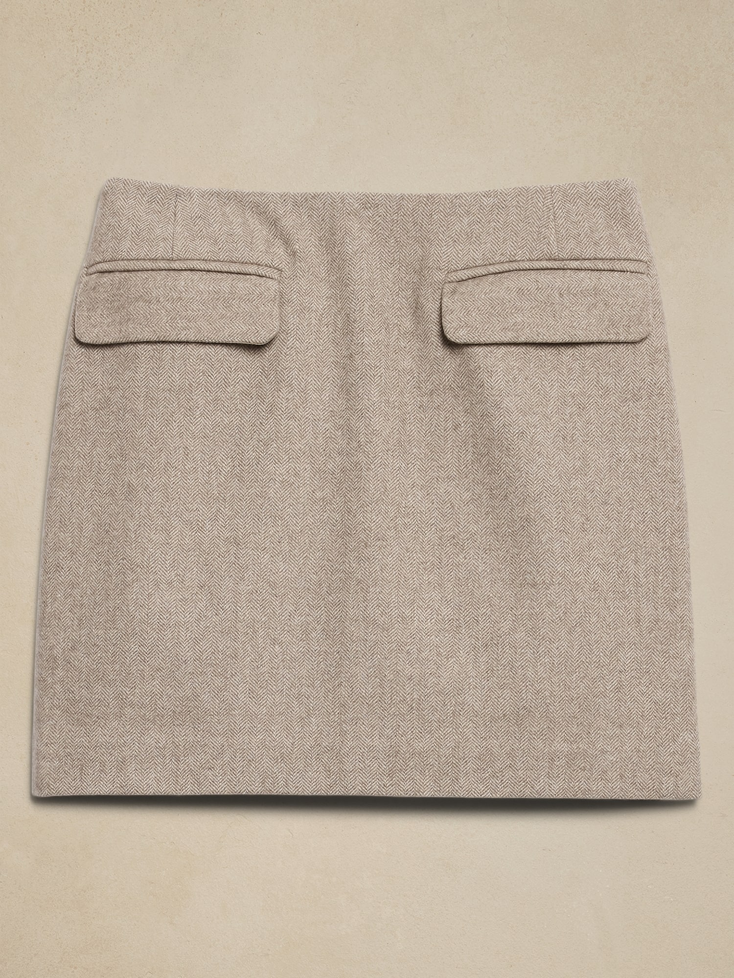 Wool-Blend Herringbone Mini Skirt