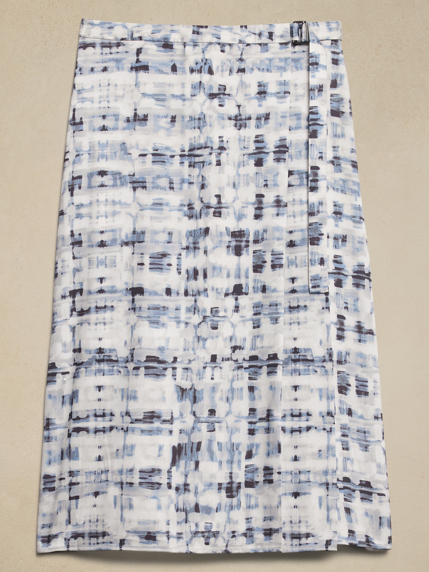 Silky Twill Wrap Midi Skirt