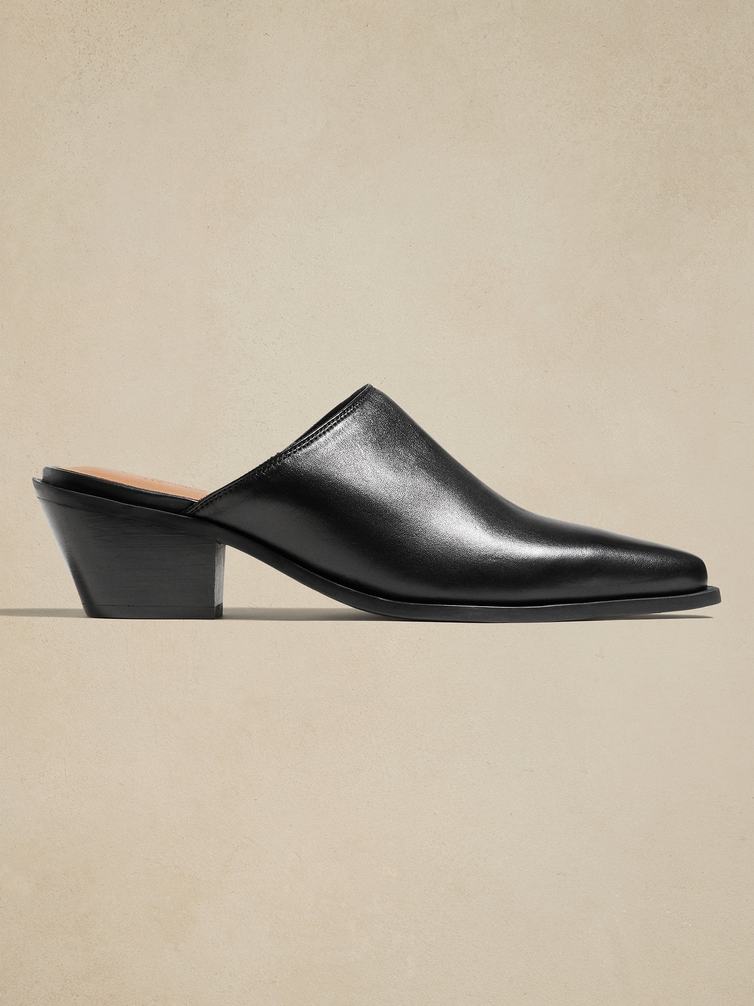 Leather Heeled Mule