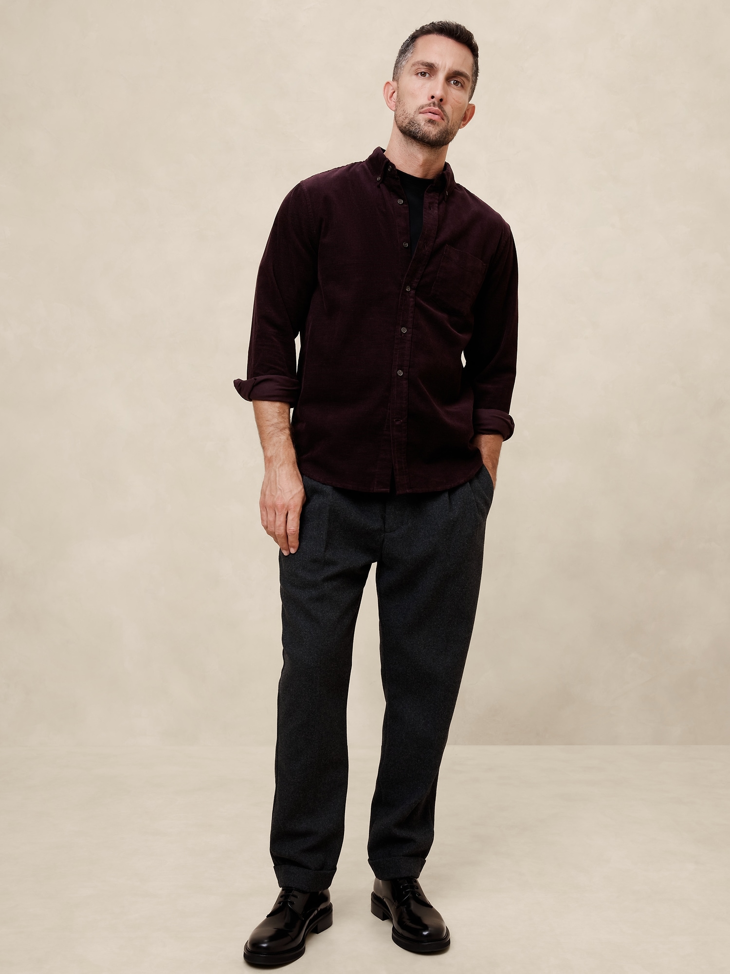 Slim Textured Corduroy Shirt