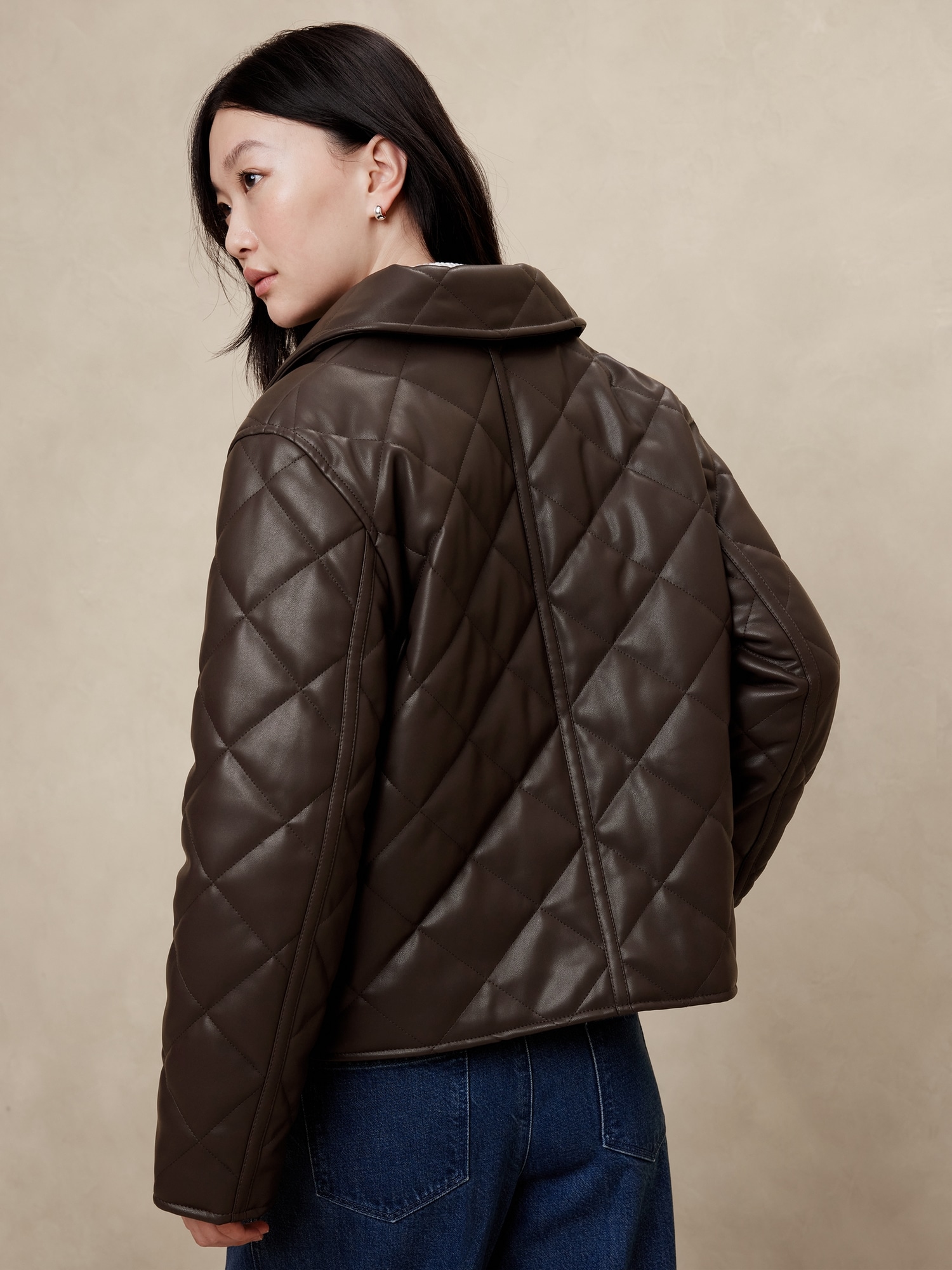 Vegan Leather Quilted Jacket