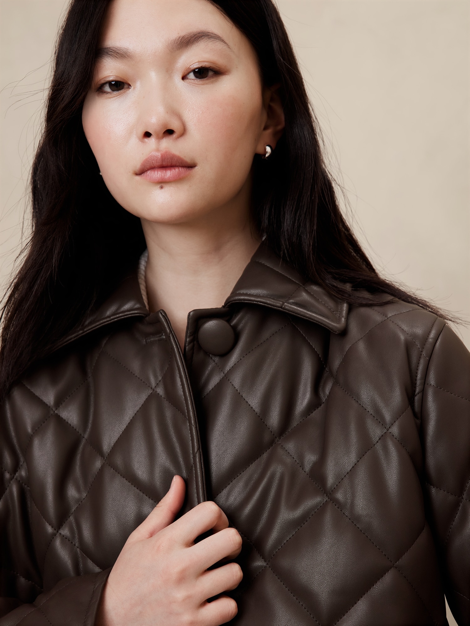 Vegan Leather Quilted Jacket