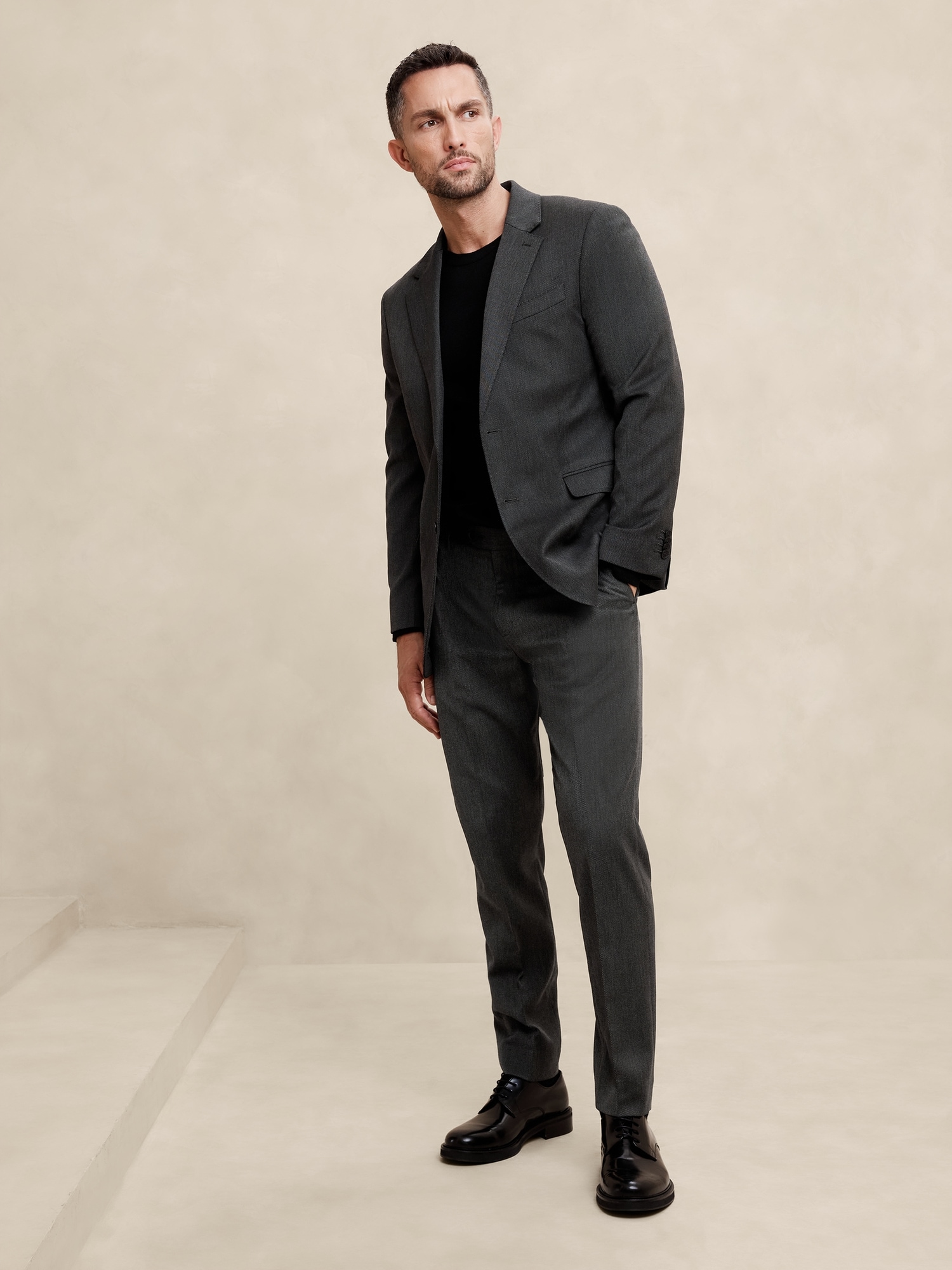 Tailored-Fit Charcoal Twill Suit Trouser