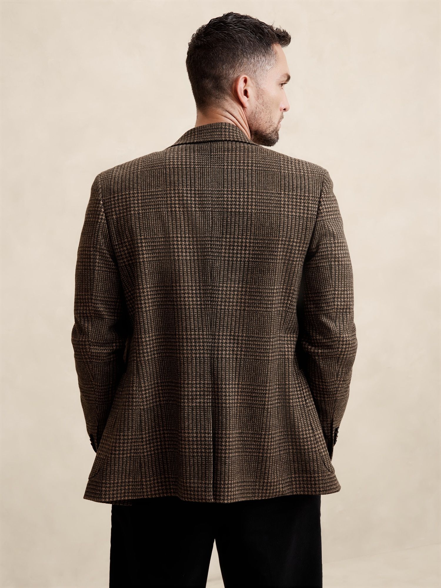 Tailored-Fit Brown Glen Plaid Jacket