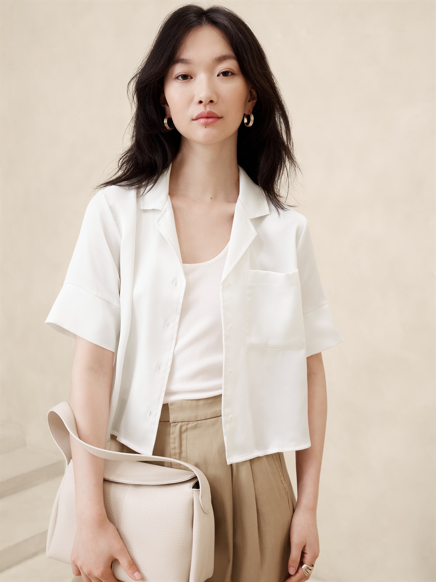 Silky Cropped Shirt