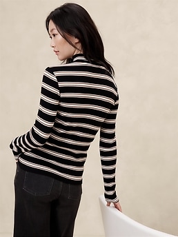 Ribbed Mock-Neck T-Shirt | Banana Republic Factory