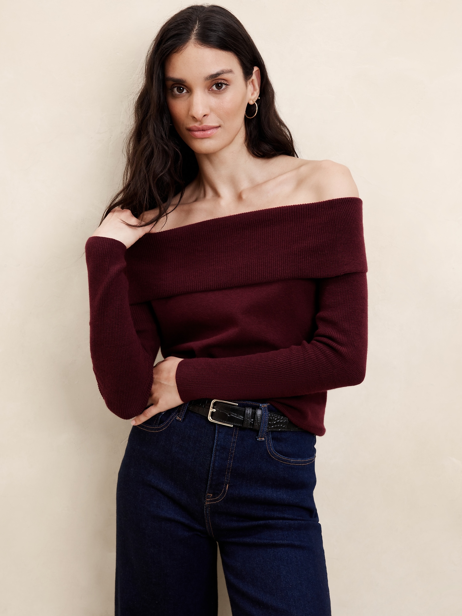 Off shoulder pullover sweater best sale