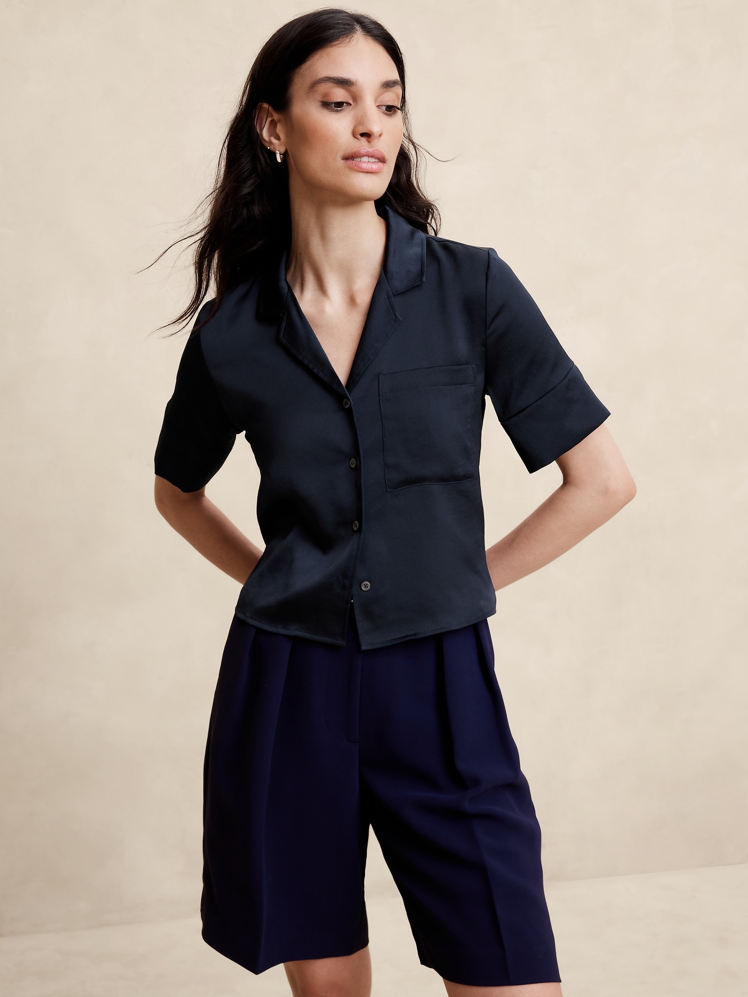 Silky Cropped Shirt