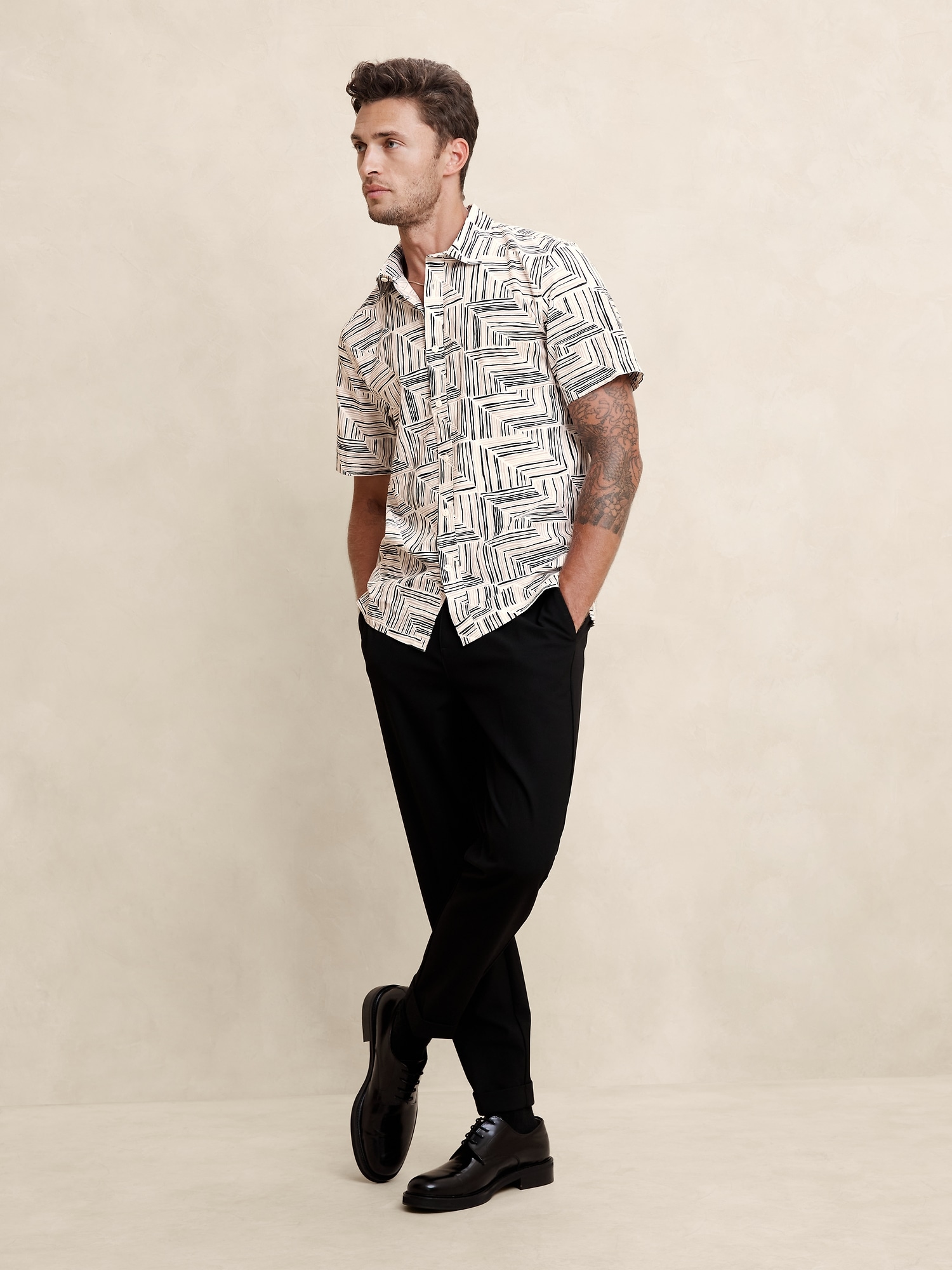 Slim Coastal Print Shirt