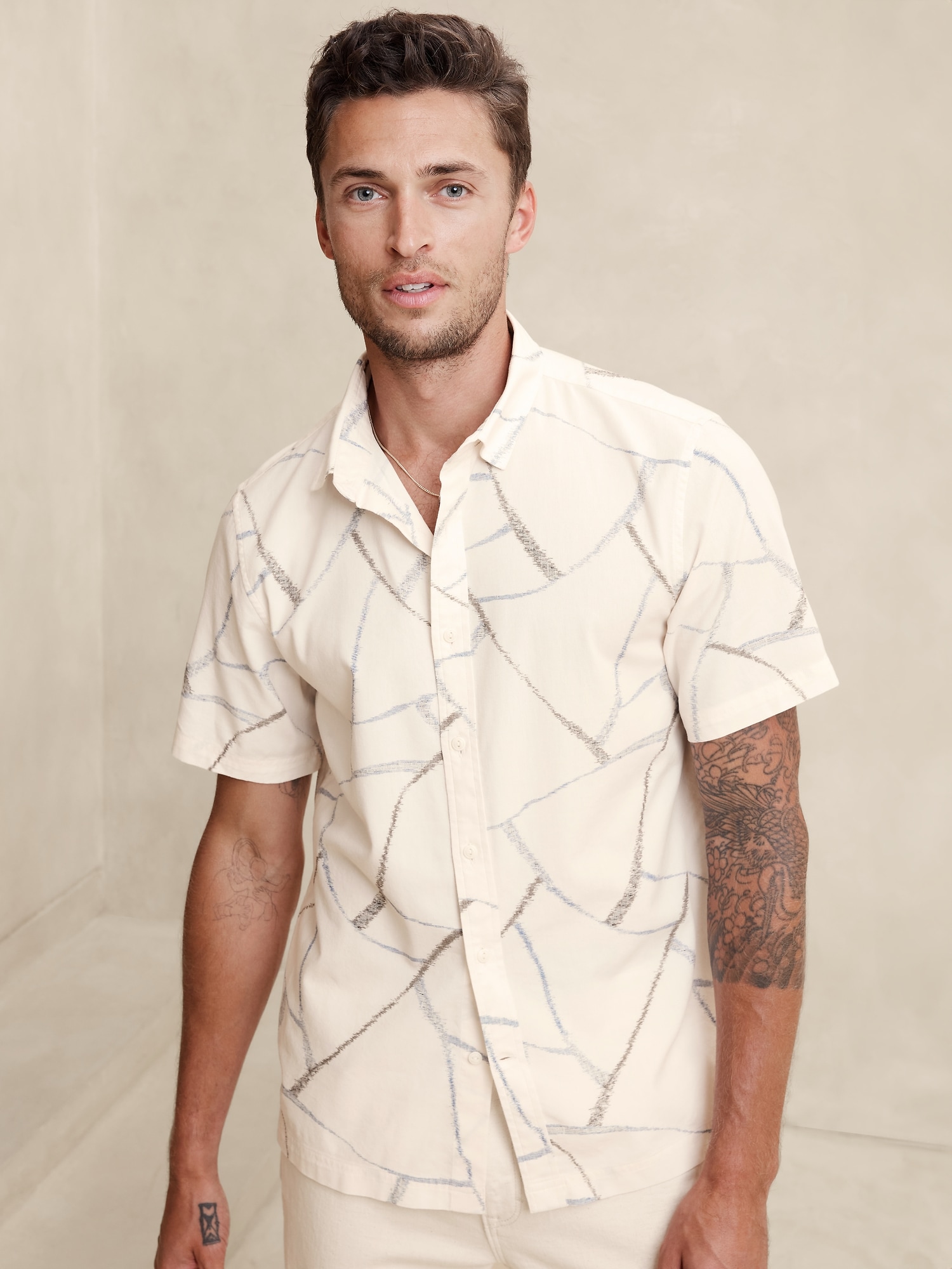 Slim Coastal Print Shirt